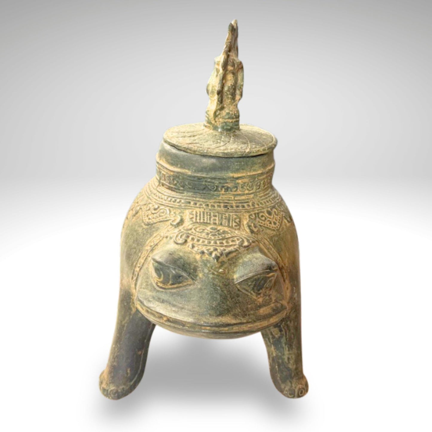 Vintage Bronze Censer Frog Incense Burner Verdigris Patina Bronze Indonesian Folk Art