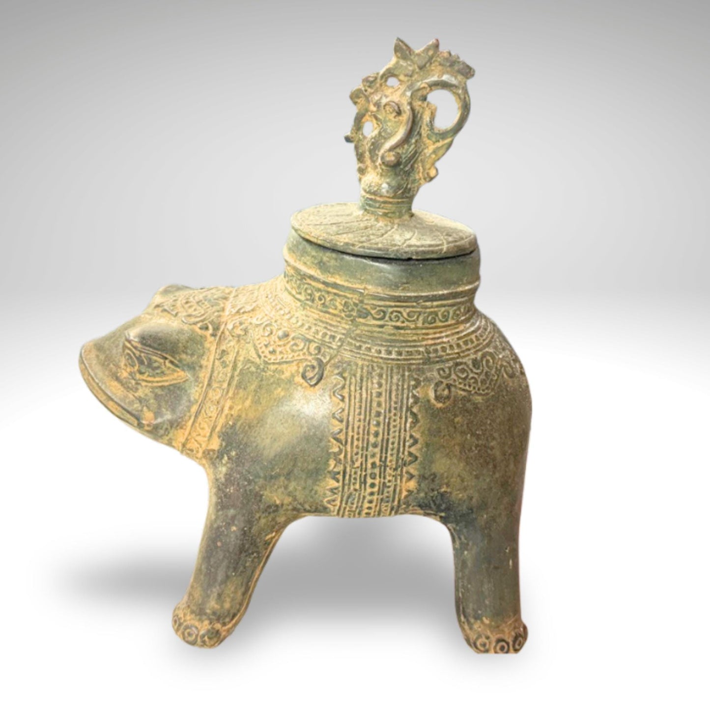 Vintage Bronze Censer Frog Incense Burner Verdigris Patina Bronze Indonesian Folk Art