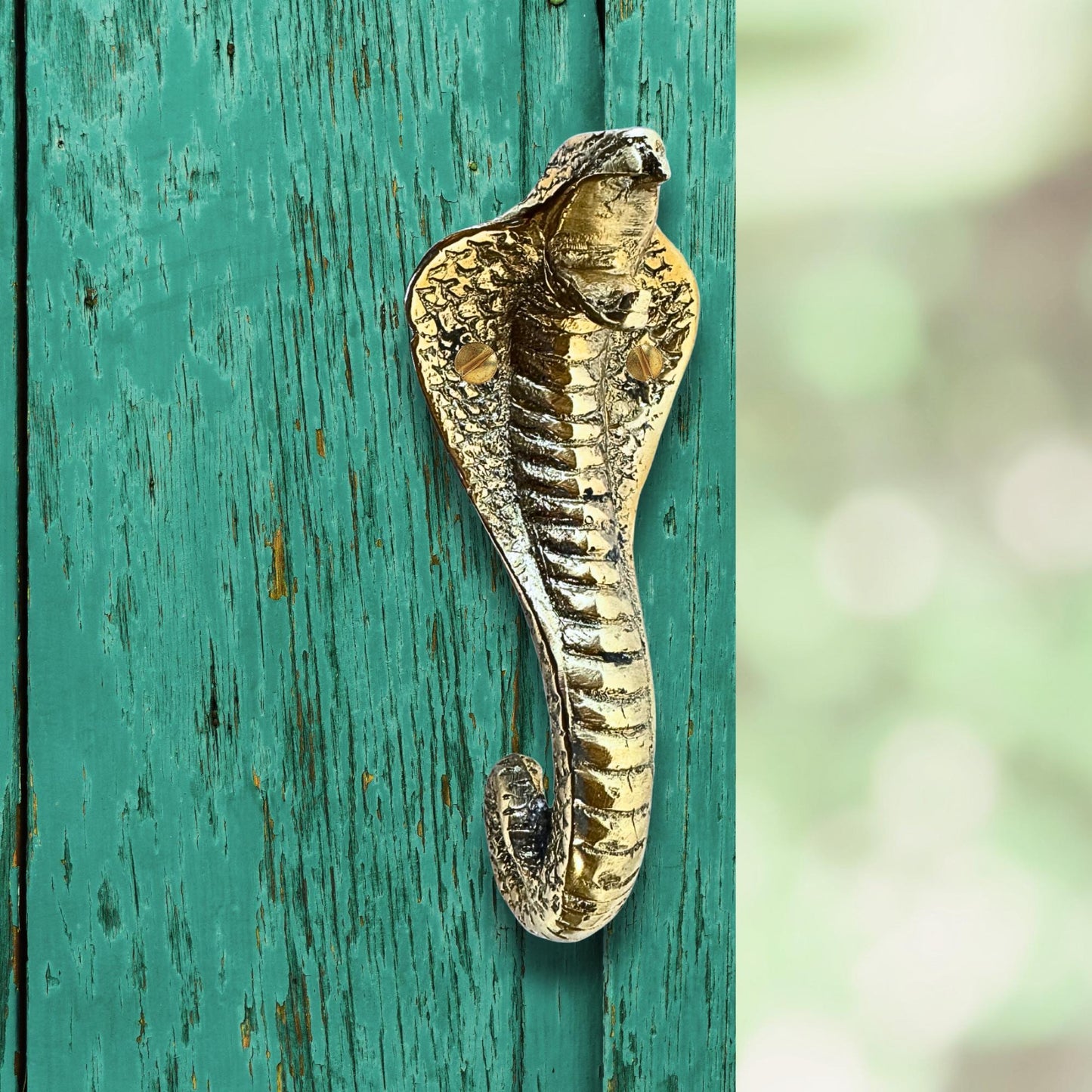 Bronze Cobra Knob: Snake Cabinet Pull Solid Metal Handle lost wax cast