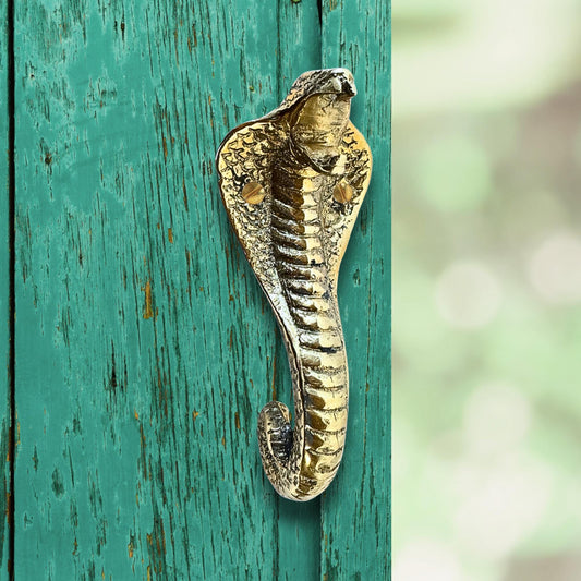 Bronze Cobra Knob: Snake Cabinet Pull Solid Metal Handle lost wax cast