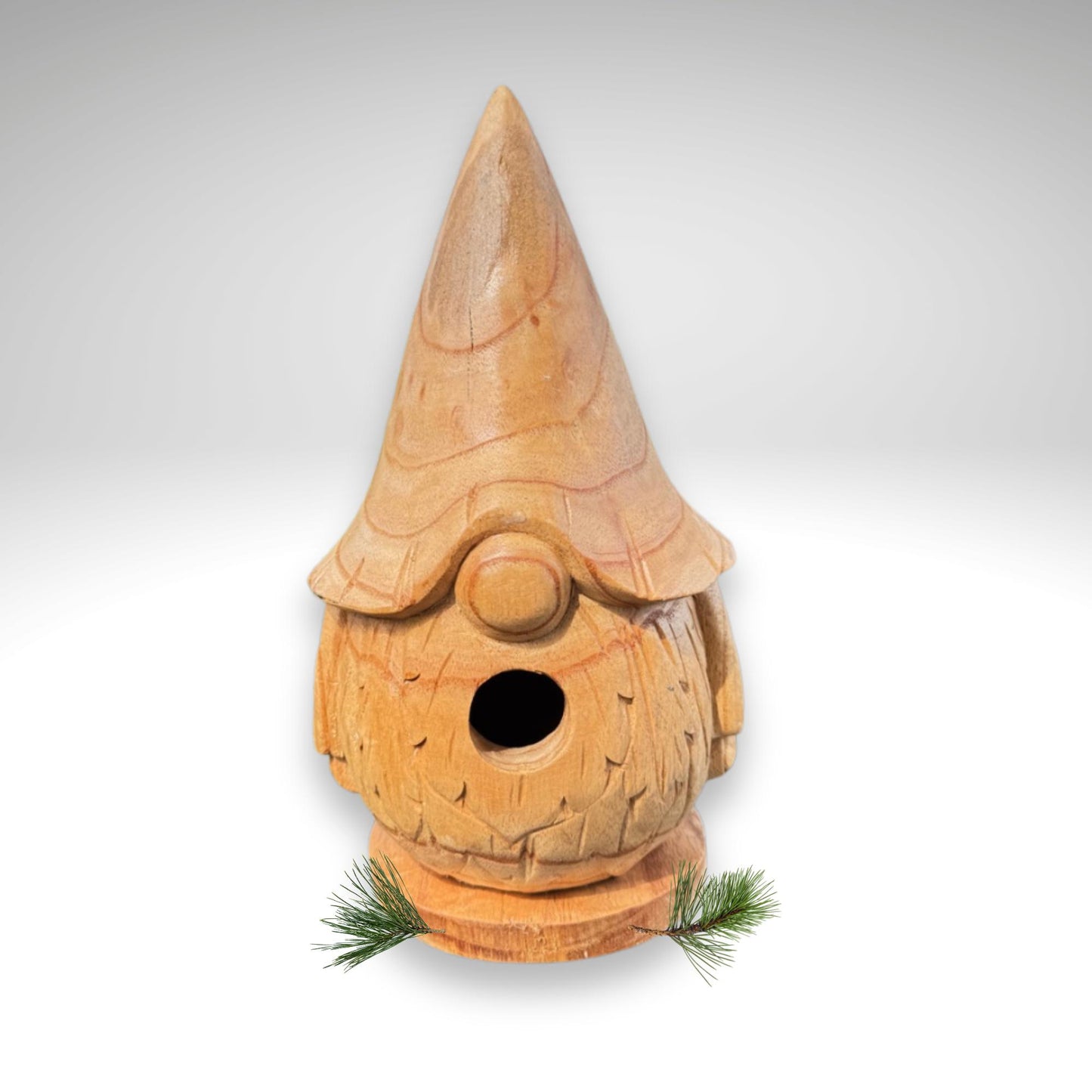 Garden Gnome Hand Carved Wood Bird house: Rustic Garden decor