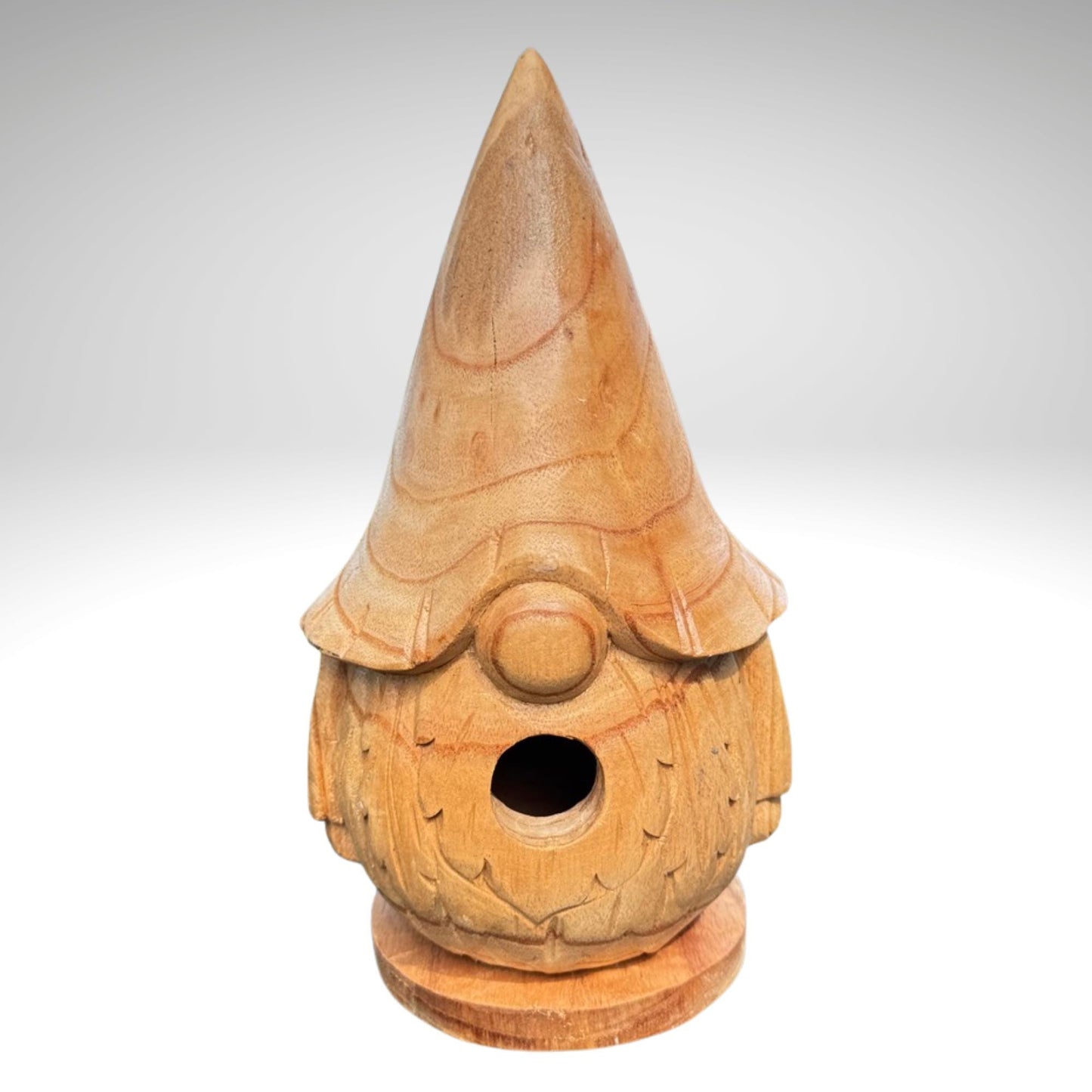 Garden Gnome Hand Carved Wood Bird house: Rustic Garden decor
