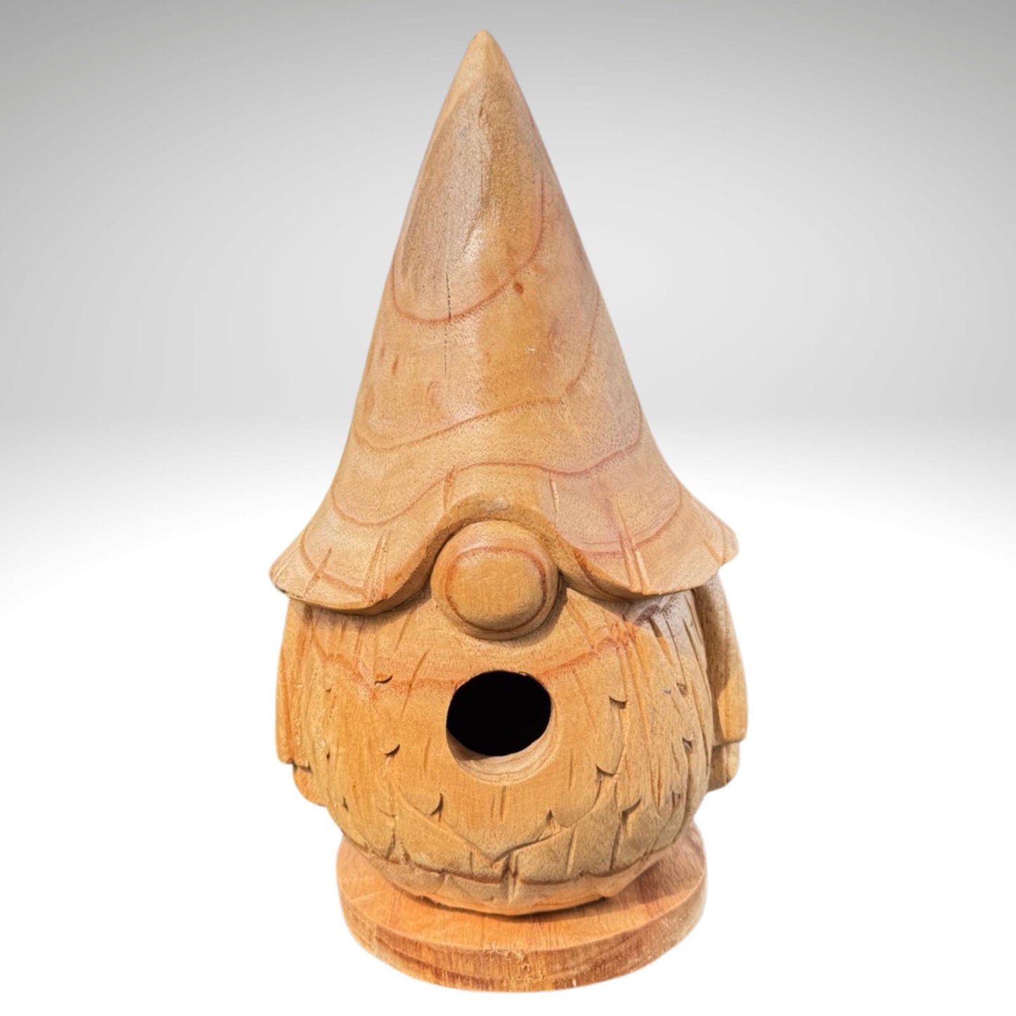 Garden Gnome Hand Carved Wood Bird house: Rustic Garden decor