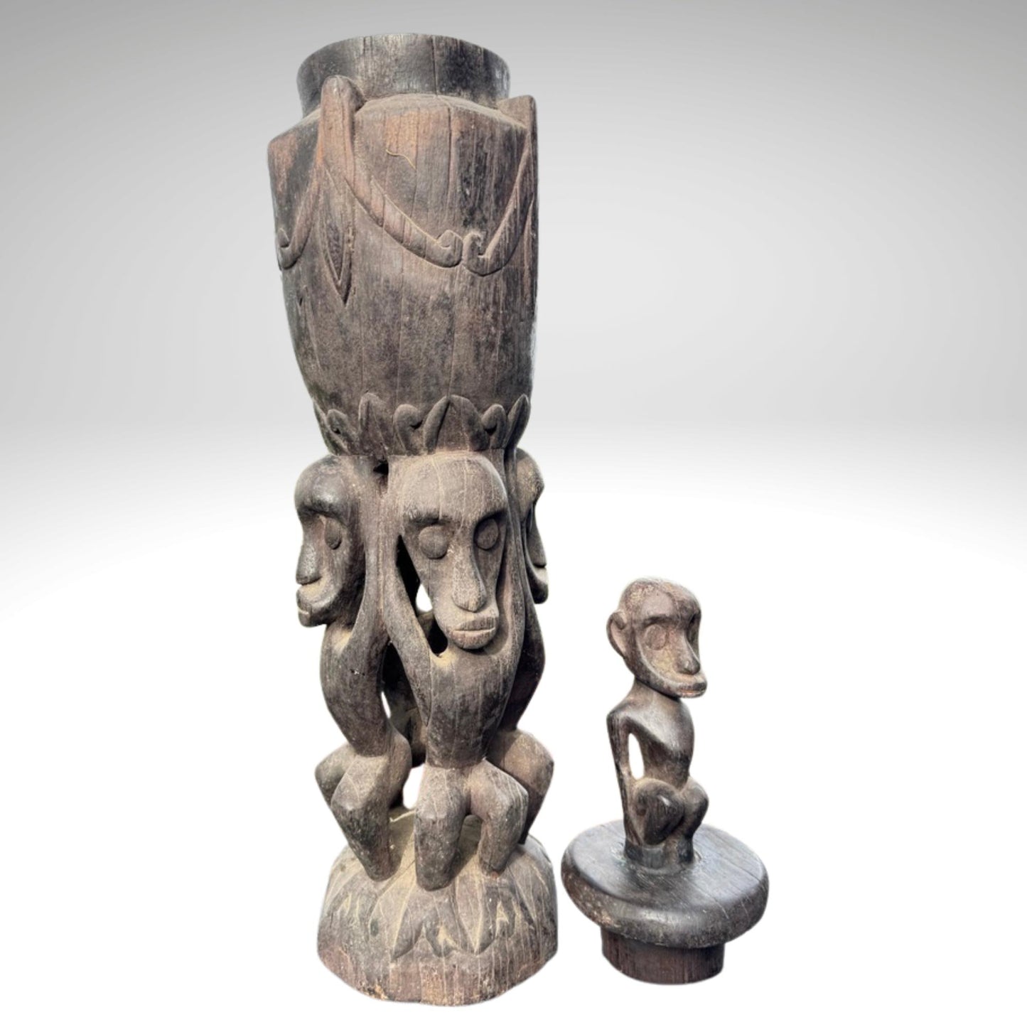Indonesian Ancestor Carved Wood Fetish Statue, Human Figure, Tribal Art Carving, Timor Indonesia