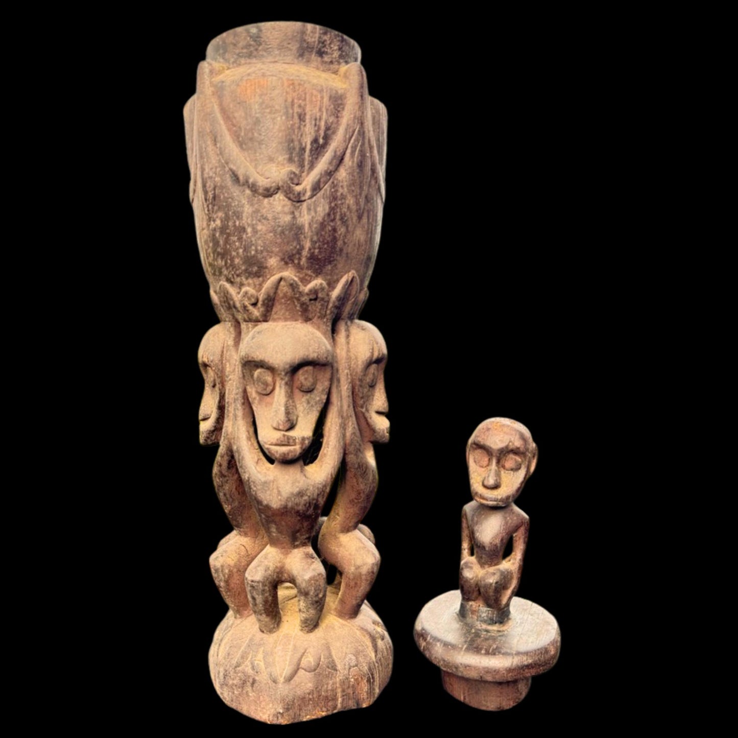 Indonesian Ancestor Carved Wood Fetish Statue, Human Figure, Tribal Art Carving, Timor Indonesia