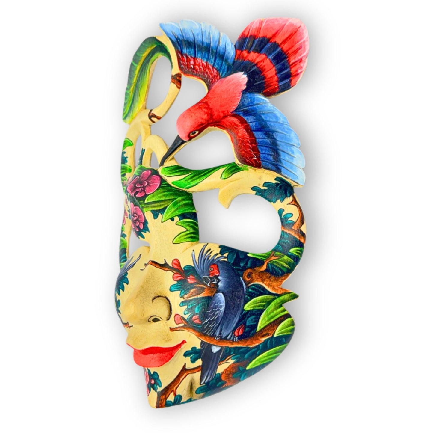 Hand Carved Wood Balinese Abstract Goddess Mask: Dewi Bawang, Hand-painted  Wall Art