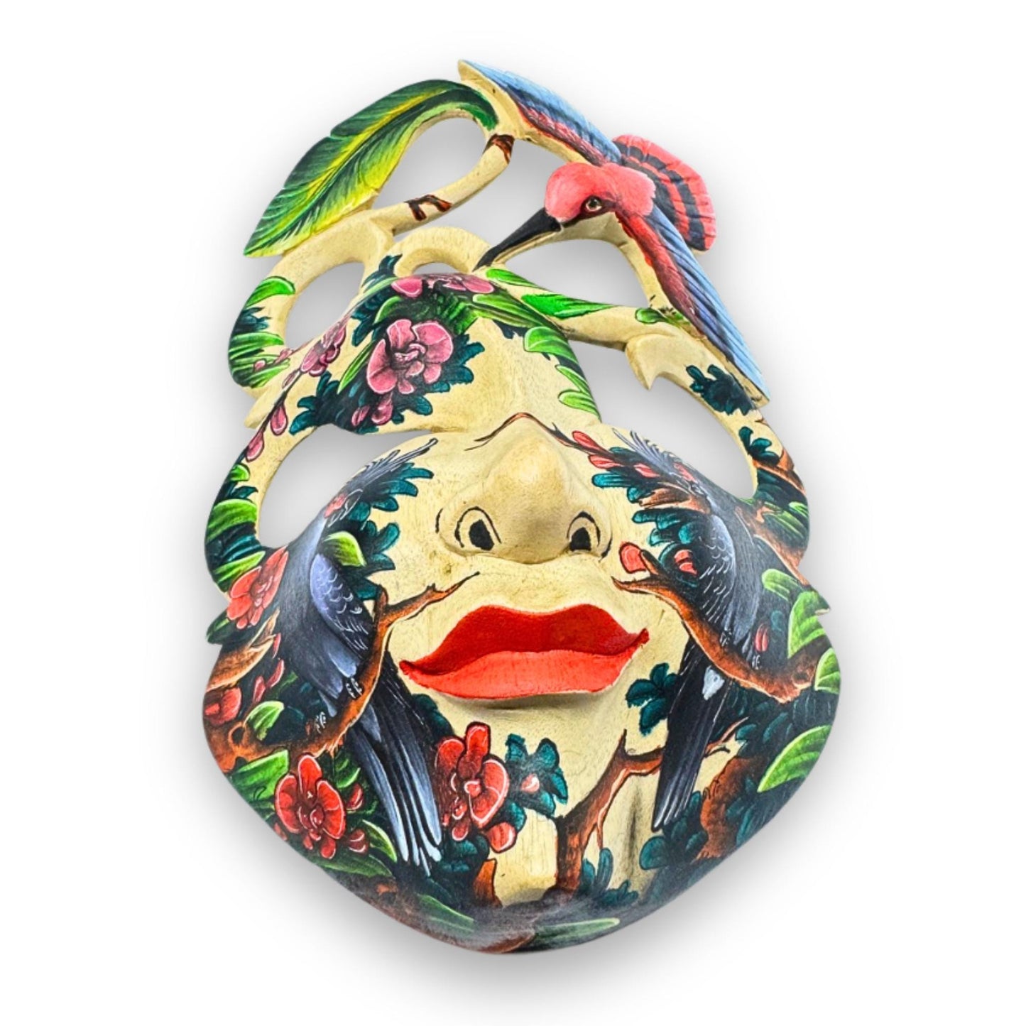 Hand Carved Wood Balinese Abstract Goddess Mask: Dewi Bawang, Hand-painted  Wall Art