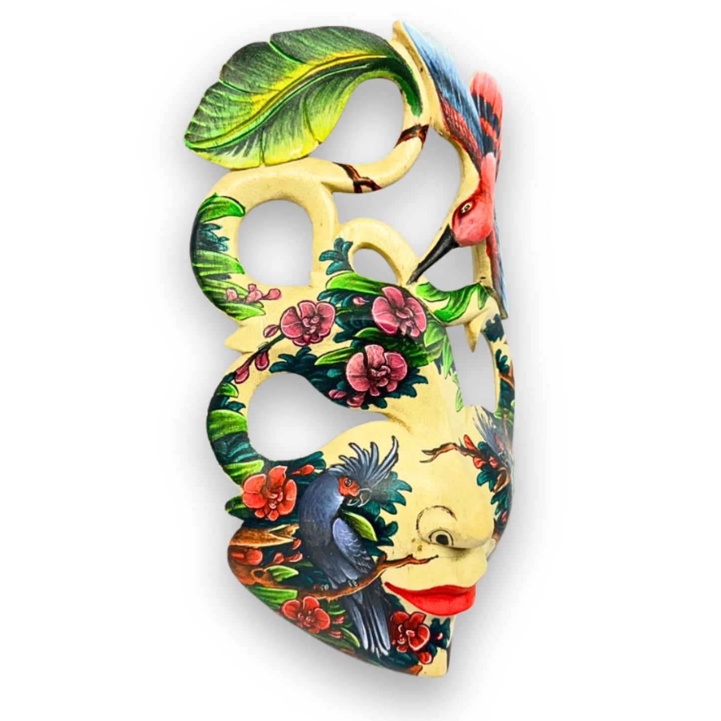 Hand Carved Wood Balinese Abstract Goddess Mask: Dewi Bawang, Hand-painted  Wall Art
