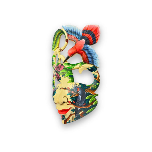 Hand Carved Wood Balinese Abstract Goddess Mask: Dewi Bawang, Hand-painted  Wall Art