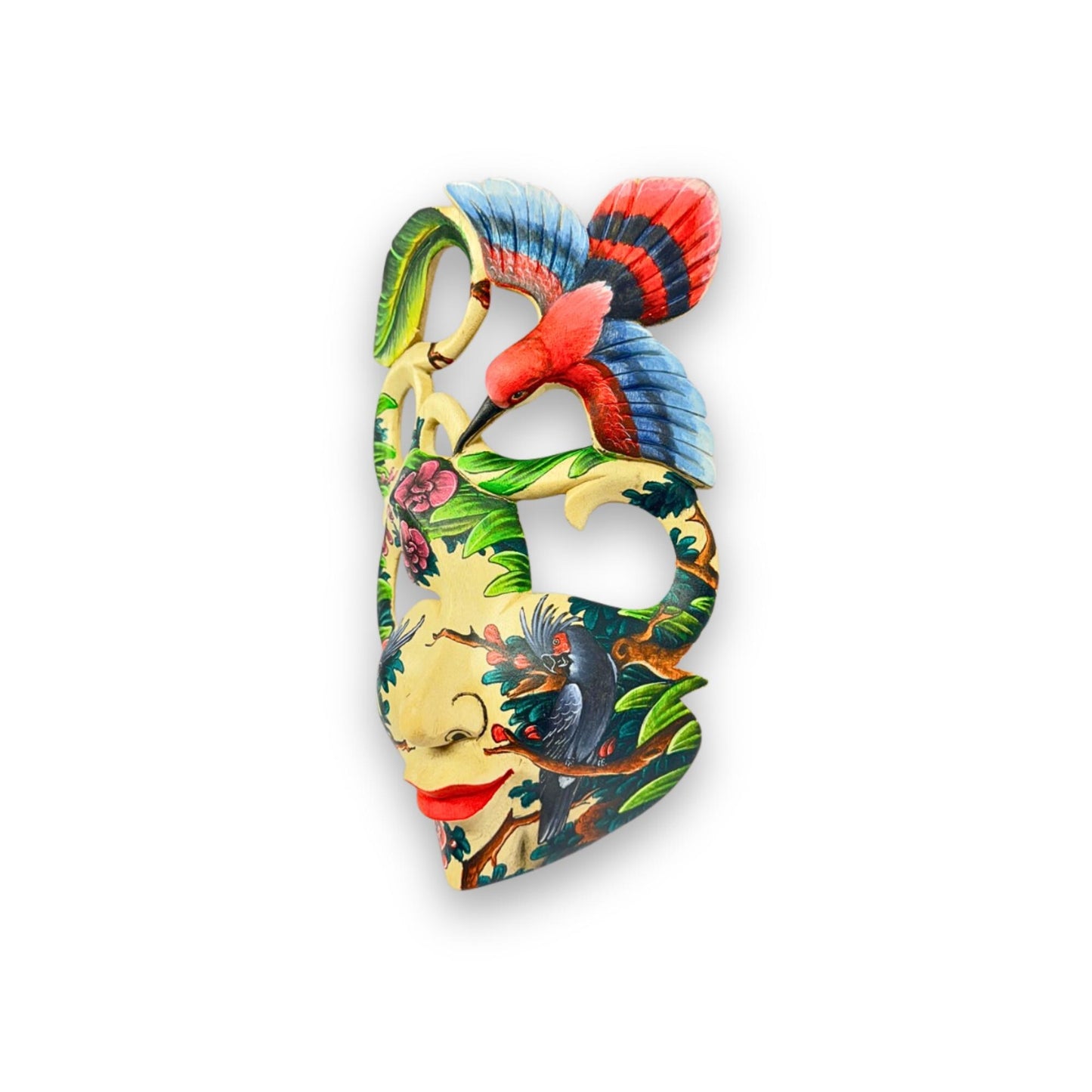 Hand Carved Wood Balinese Abstract Goddess Mask: Dewi Bawang, Hand-painted  Wall Art