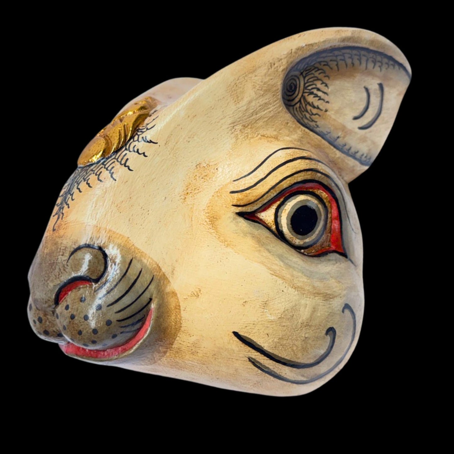 Balinese White Rabbit Mask: Hand Carved Wood Bali Folk Art Wall Sculpture