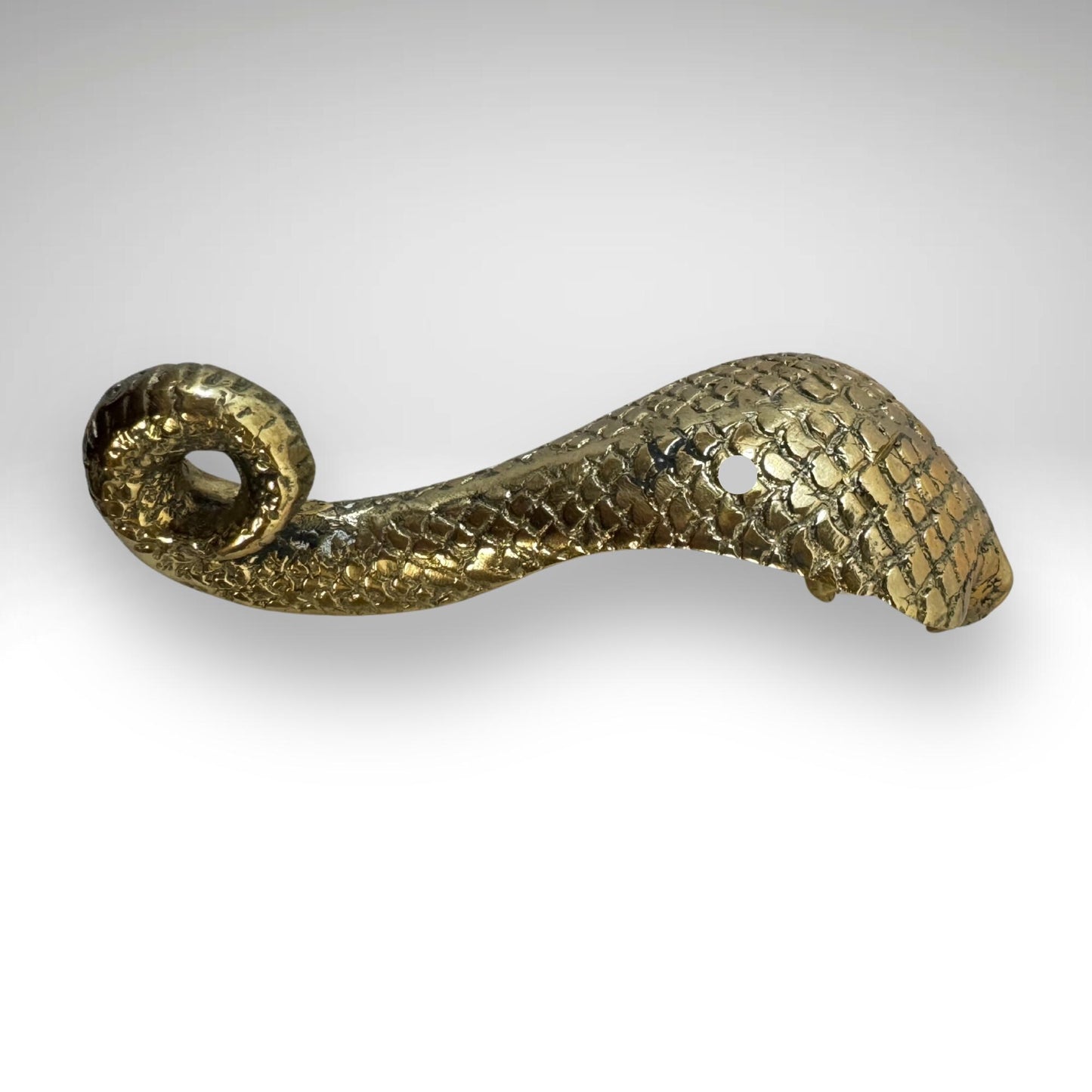 Bronze Cobra Knob: Snake Cabinet Pull Solid Metal Handle lost wax cast