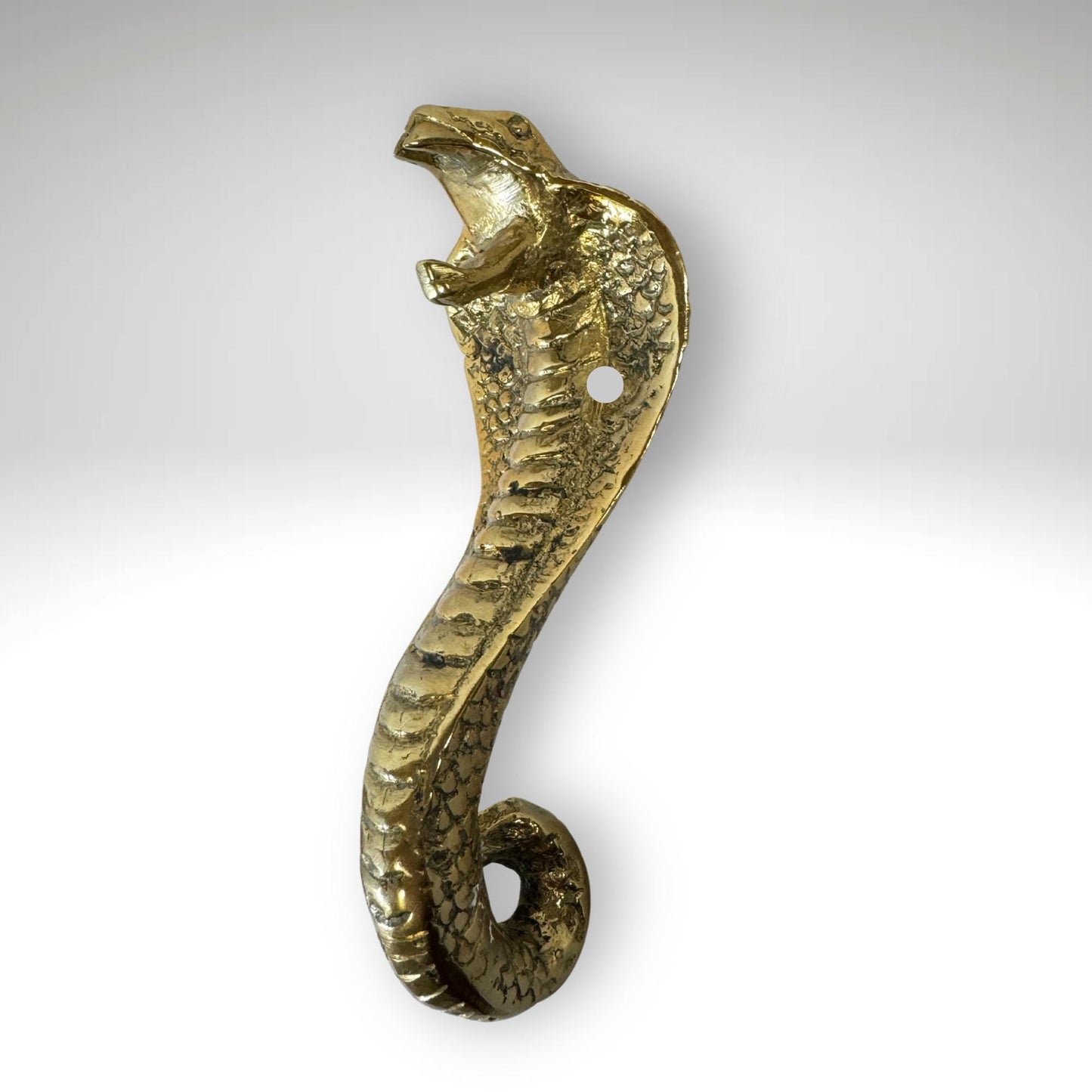 Bronze Cobra Knob: Snake Cabinet Pull Solid Metal Handle lost wax cast
