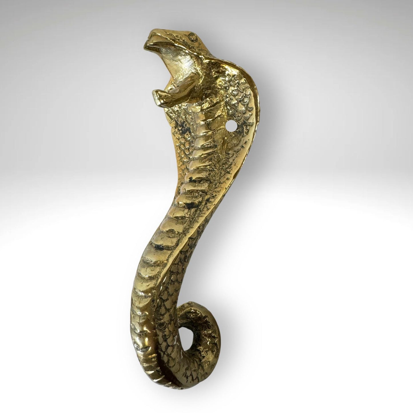 Bronze Cobra Knob: Snake Cabinet Pull Solid Metal Handle lost wax cast