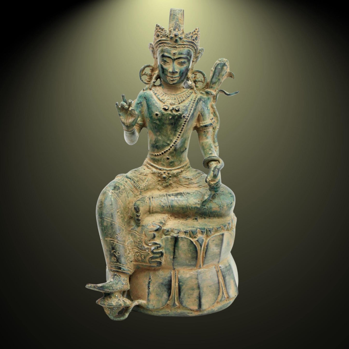 Balinese Dewi Sri Verdigris Bronze Statue Rice Goddess Lost wax Art Sculpture Bali Art