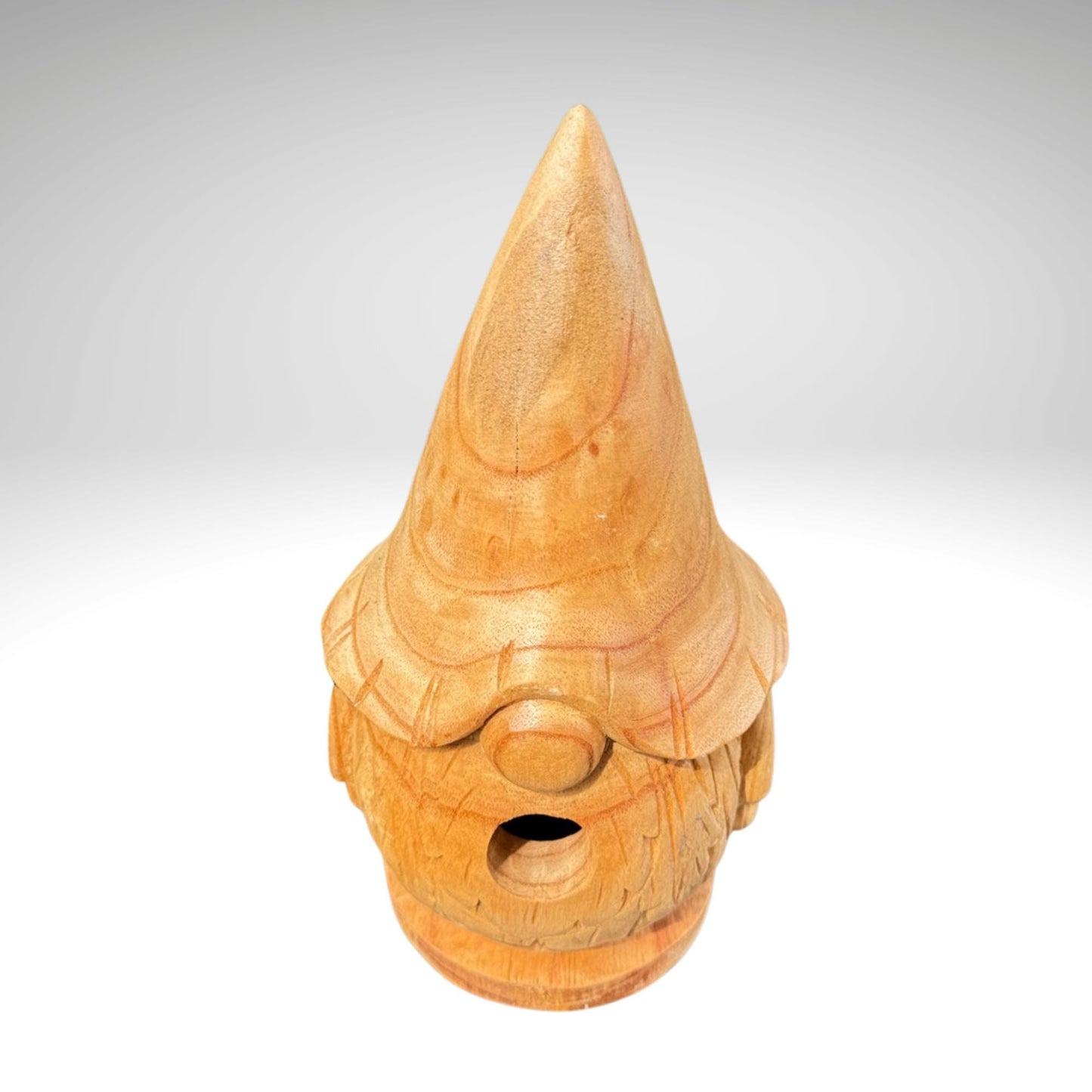 Garden Gnome Hand Carved Wood Bird house: Rustic Garden decor