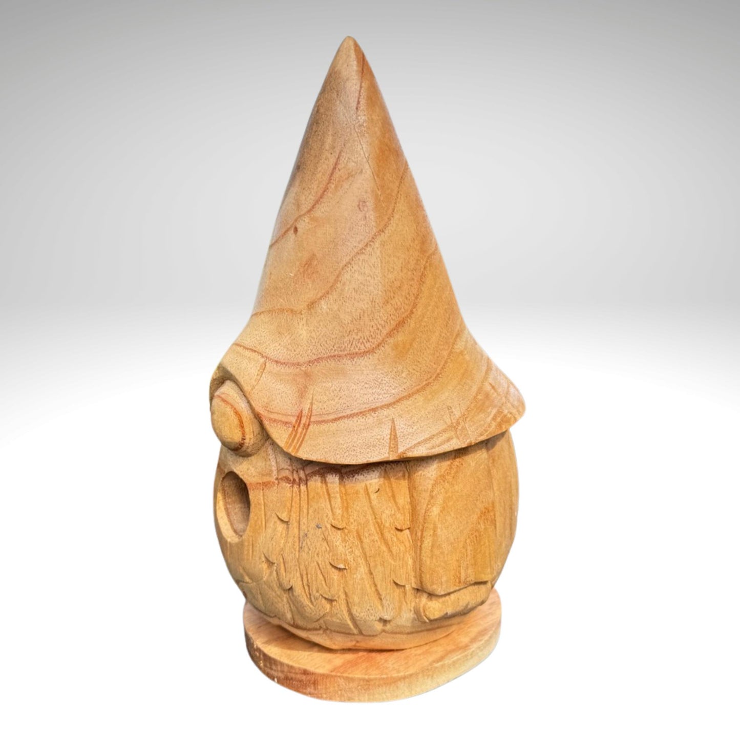 Garden Gnome Hand Carved Wood Bird house: Rustic Garden decor