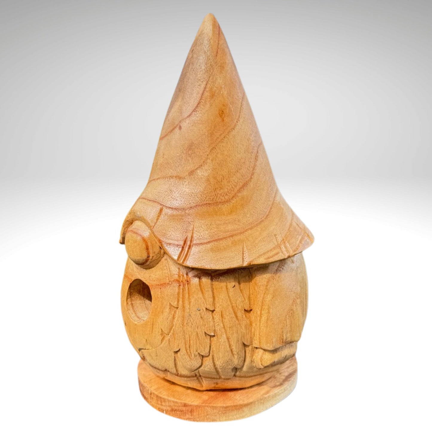 Garden Gnome Hand Carved Wood Bird house: Rustic Garden decor