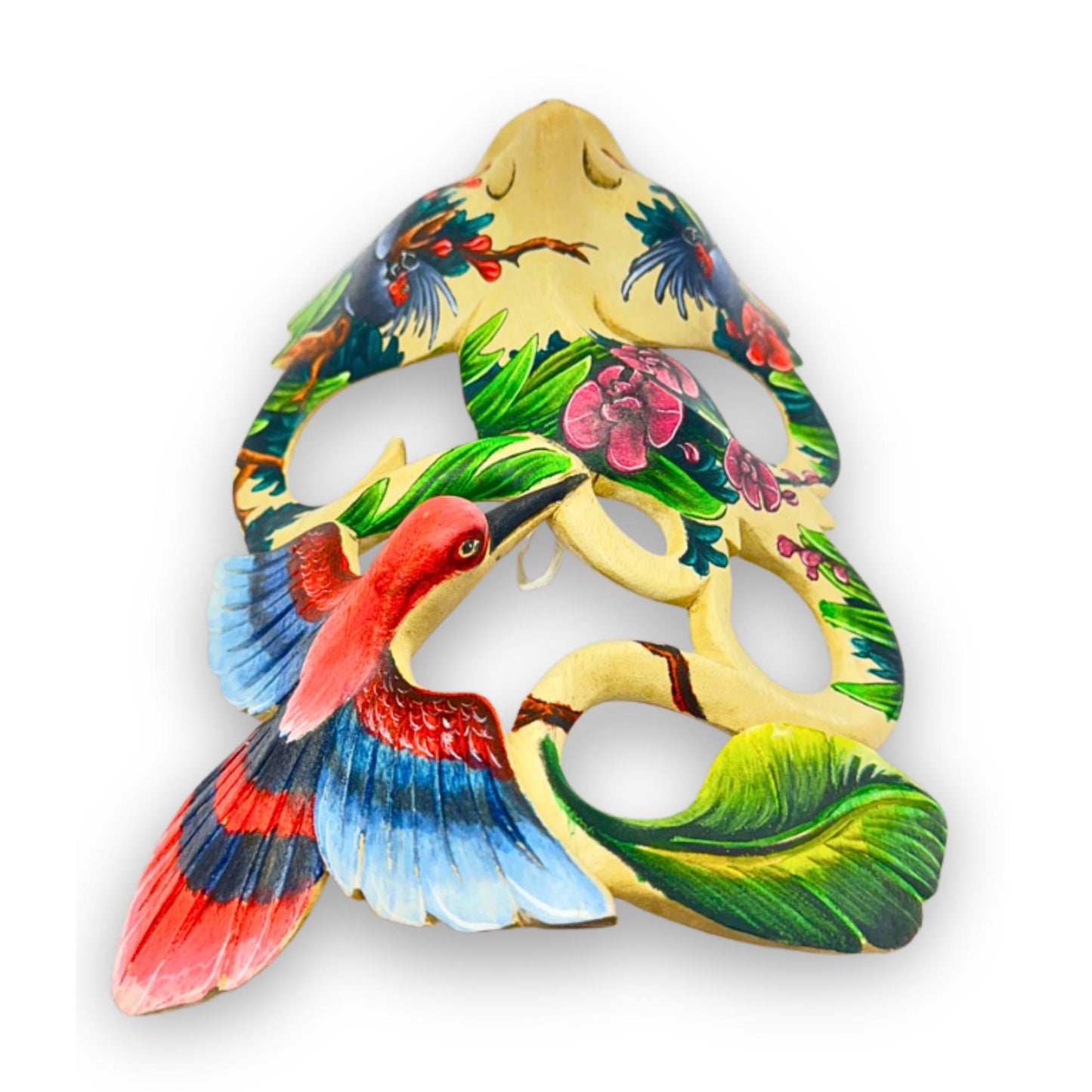 Hand Carved Wood Balinese Abstract Goddess Mask: Dewi Bawang, Hand-painted  Wall Art