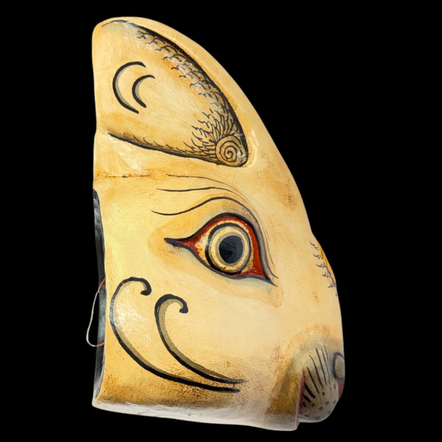 Balinese White Rabbit Mask: Hand Carved Wood Bali Folk Art Wall Sculpture