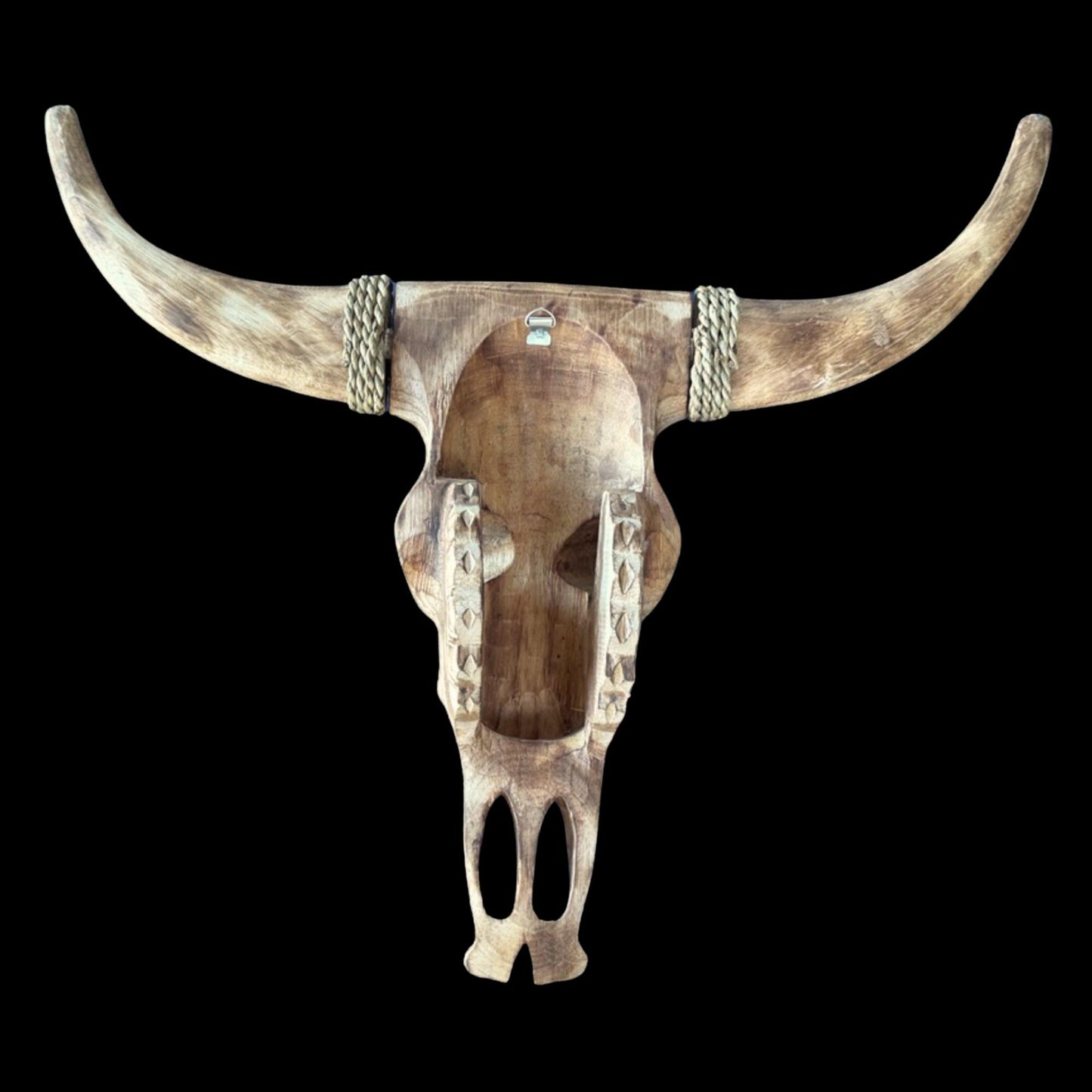 Hand Carved Wood Steer Skull: Faux Taxidermy Wall Mount Vegan Decor