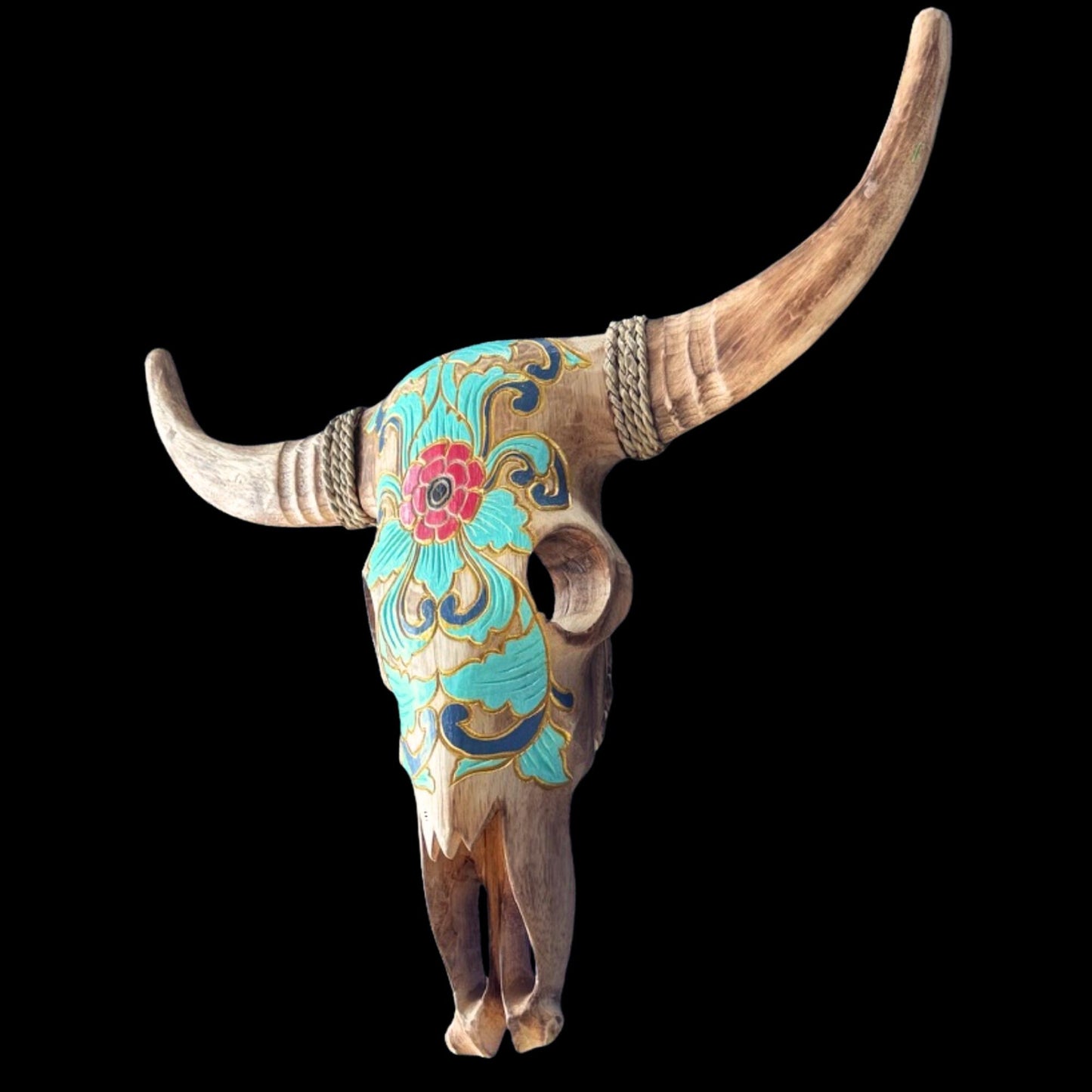 Hand Carved Wood Steer Skull: Faux Taxidermy Wall Mount Vegan Decor