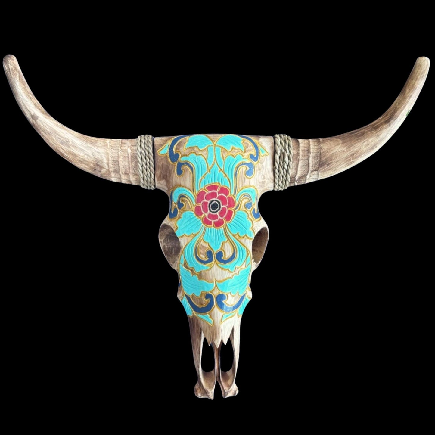 Hand Carved Wood Steer Skull: Faux Taxidermy Wall Mount Vegan Decor