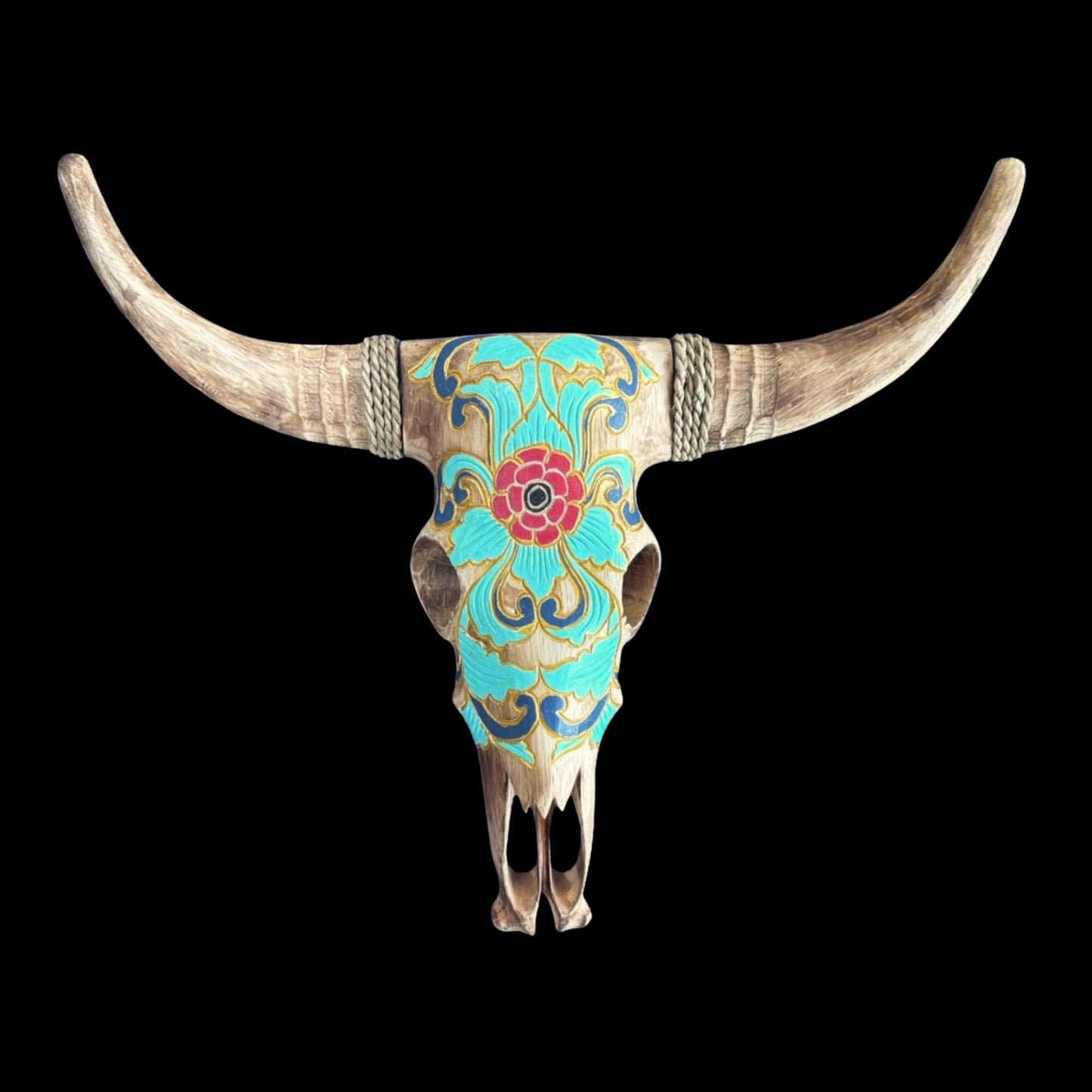 Hand Carved Wood Steer Skull: Faux Taxidermy Wall Mount Vegan Decor