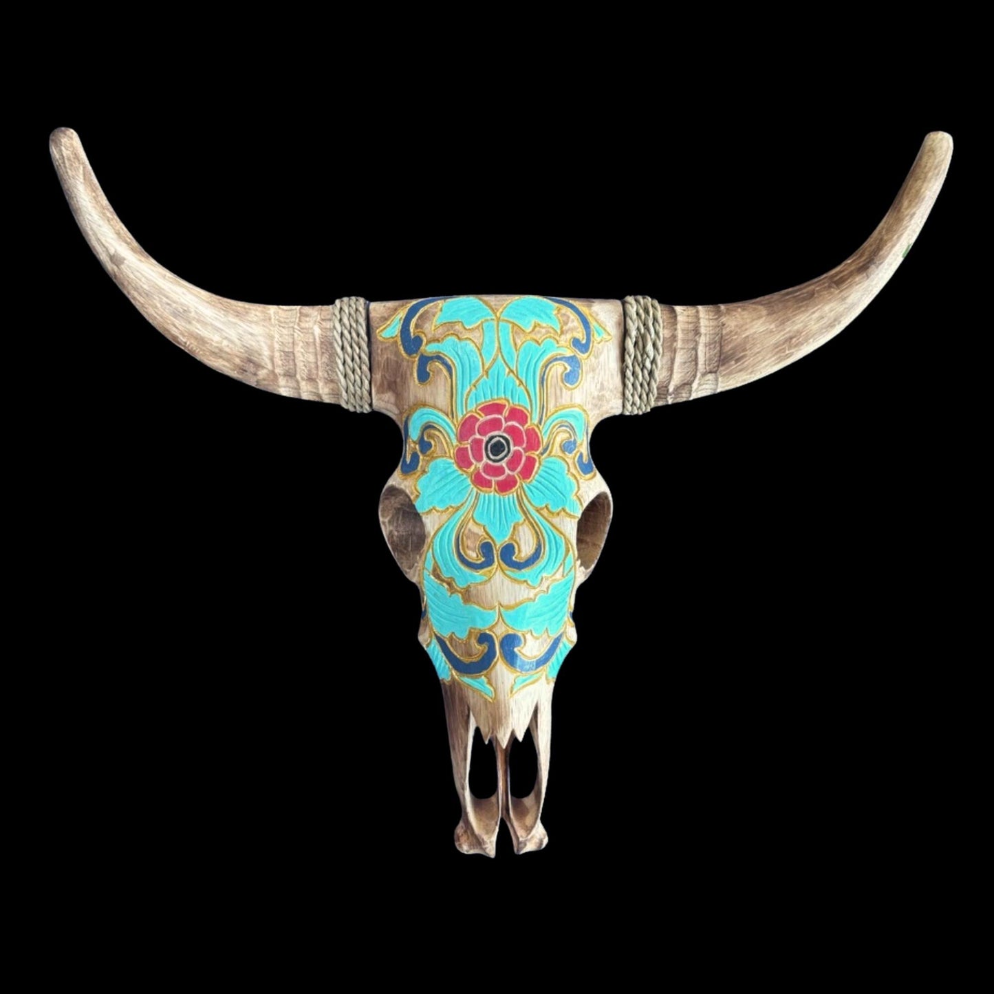 Hand Carved Wood Steer Skull: Faux Taxidermy Wall Mount Vegan Decor