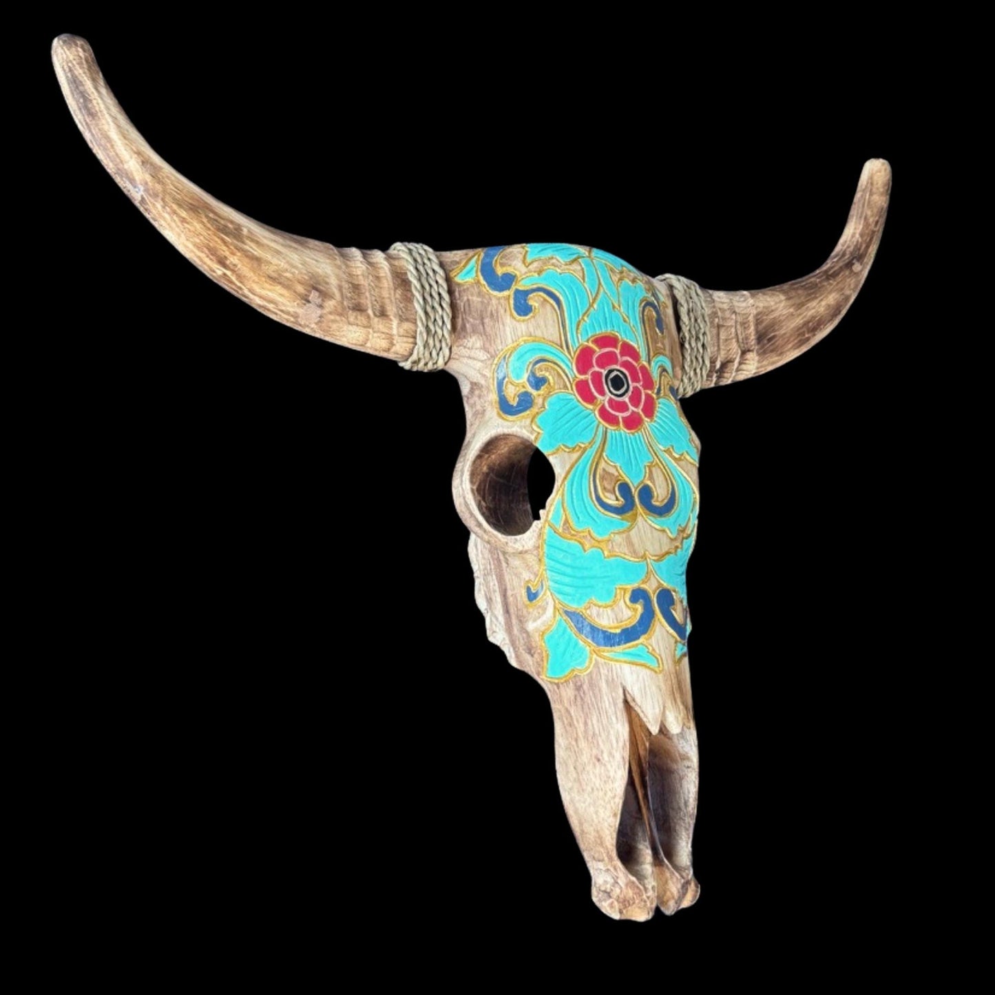 Hand Carved Wood Steer Skull: Faux Taxidermy Wall Mount Vegan Decor
