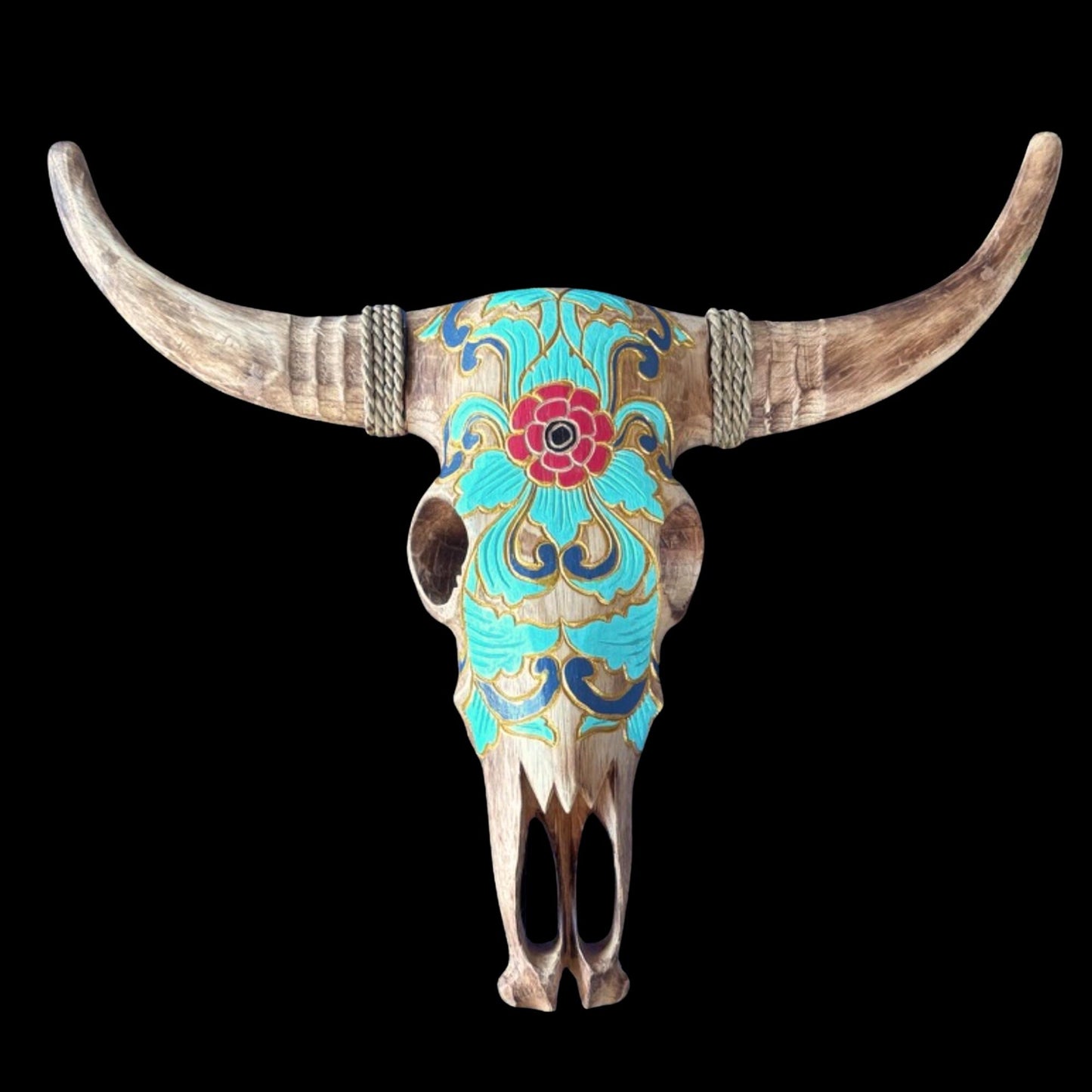 Hand Carved Wood Steer Skull: Faux Taxidermy Wall Mount Vegan Decor