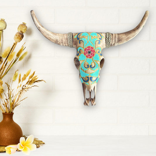 Hand Carved Wood Steer Skull: Faux Taxidermy Wall Mount Vegan Decor