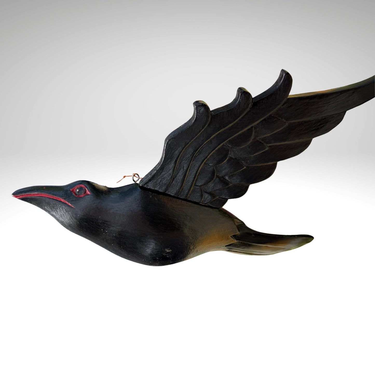 Hand Carved Wood Crow Mobile: Gothic Raven, Bali Art Spiritchaser Sculpture