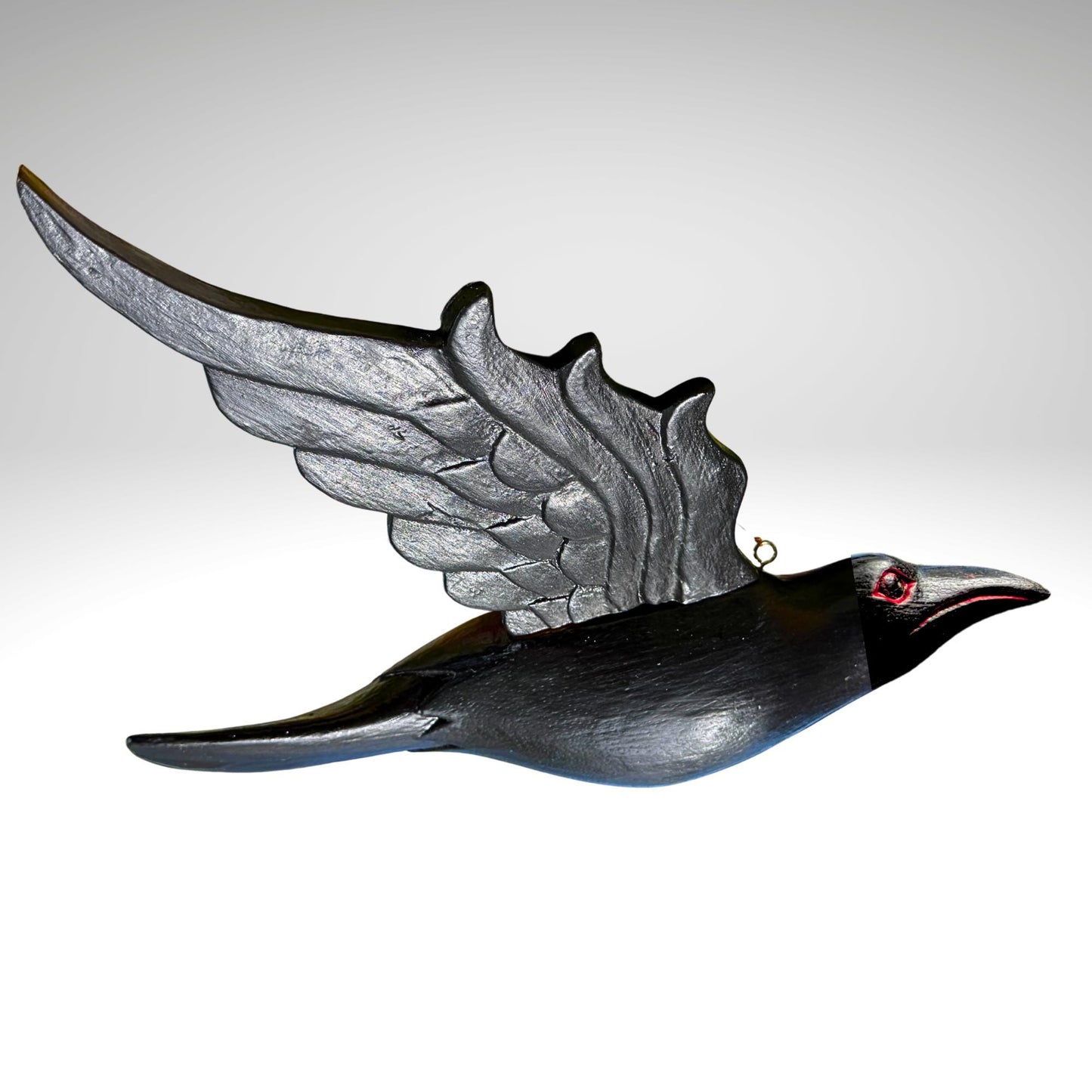 Hand Carved Wood Crow Mobile: Gothic Raven, Bali Art Spiritchaser Sculpture