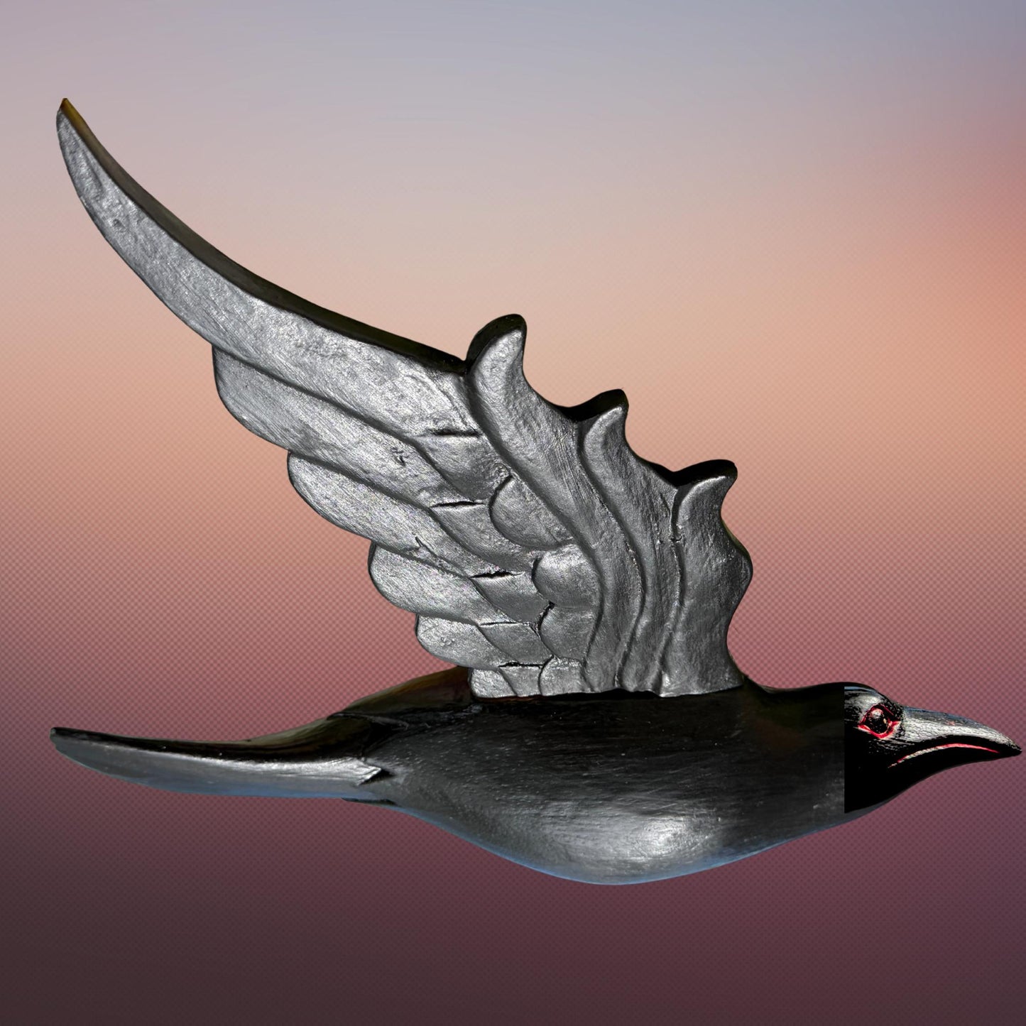 Hand Carved Wood Crow Mobile: Gothic Raven, Bali Art Spiritchaser Sculpture
