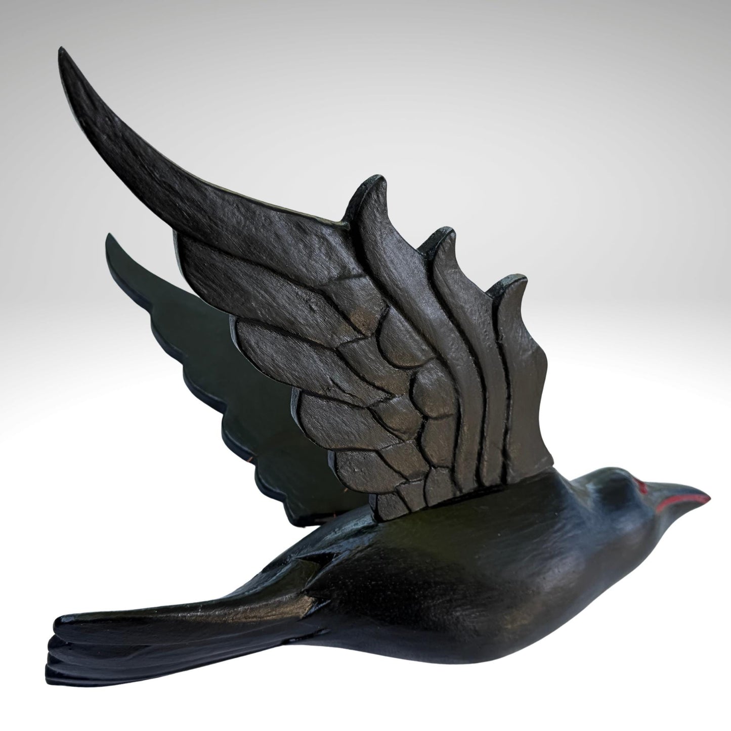 Hand Carved Wood Crow Mobile: Gothic Raven, Bali Art Spiritchaser Sculpture