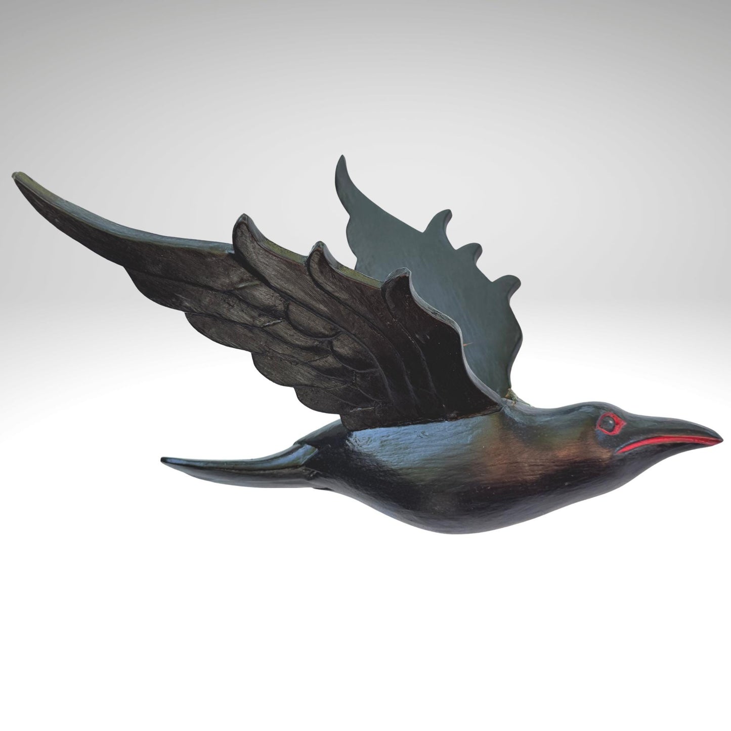 Hand Carved Wood Crow Mobile: Gothic Raven, Bali Art Spiritchaser Sculpture