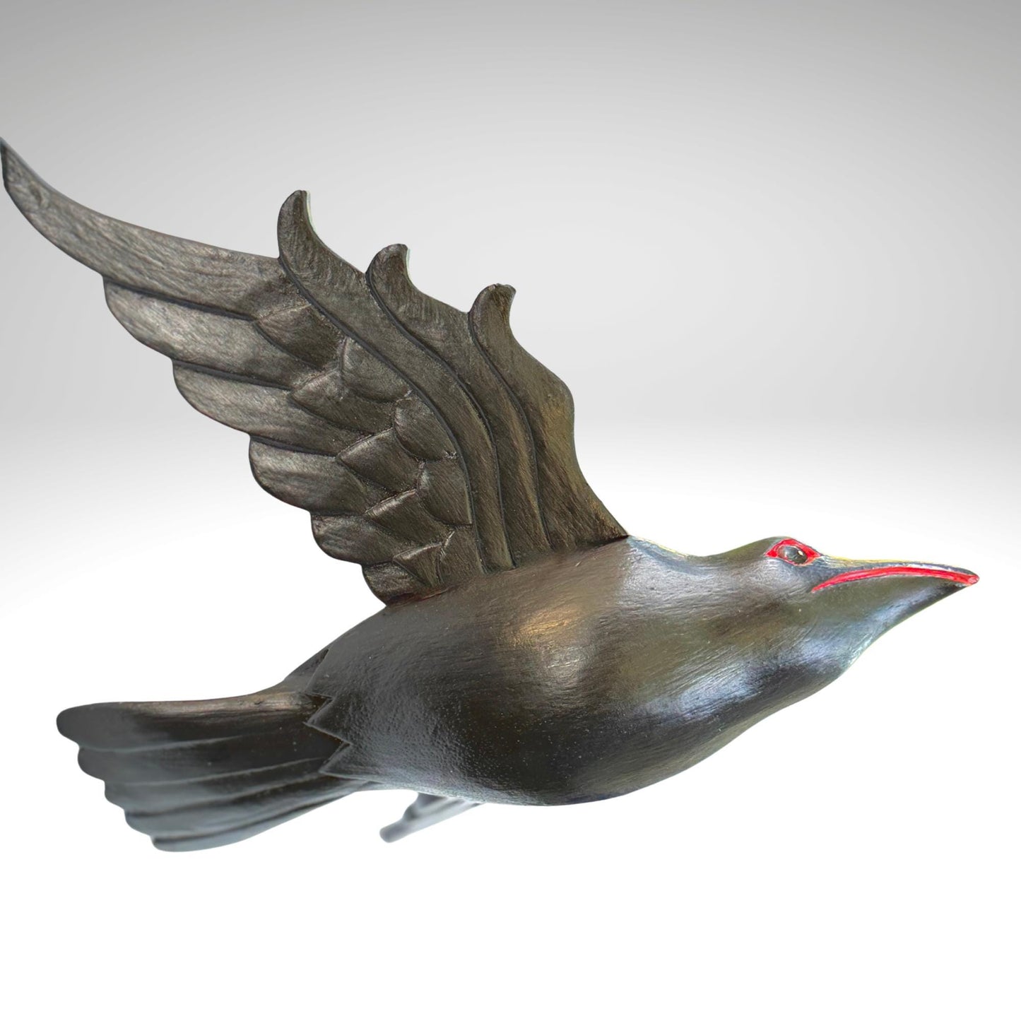 Hand Carved Wood Crow Mobile: Gothic Raven, Bali Art Spiritchaser Sculpture