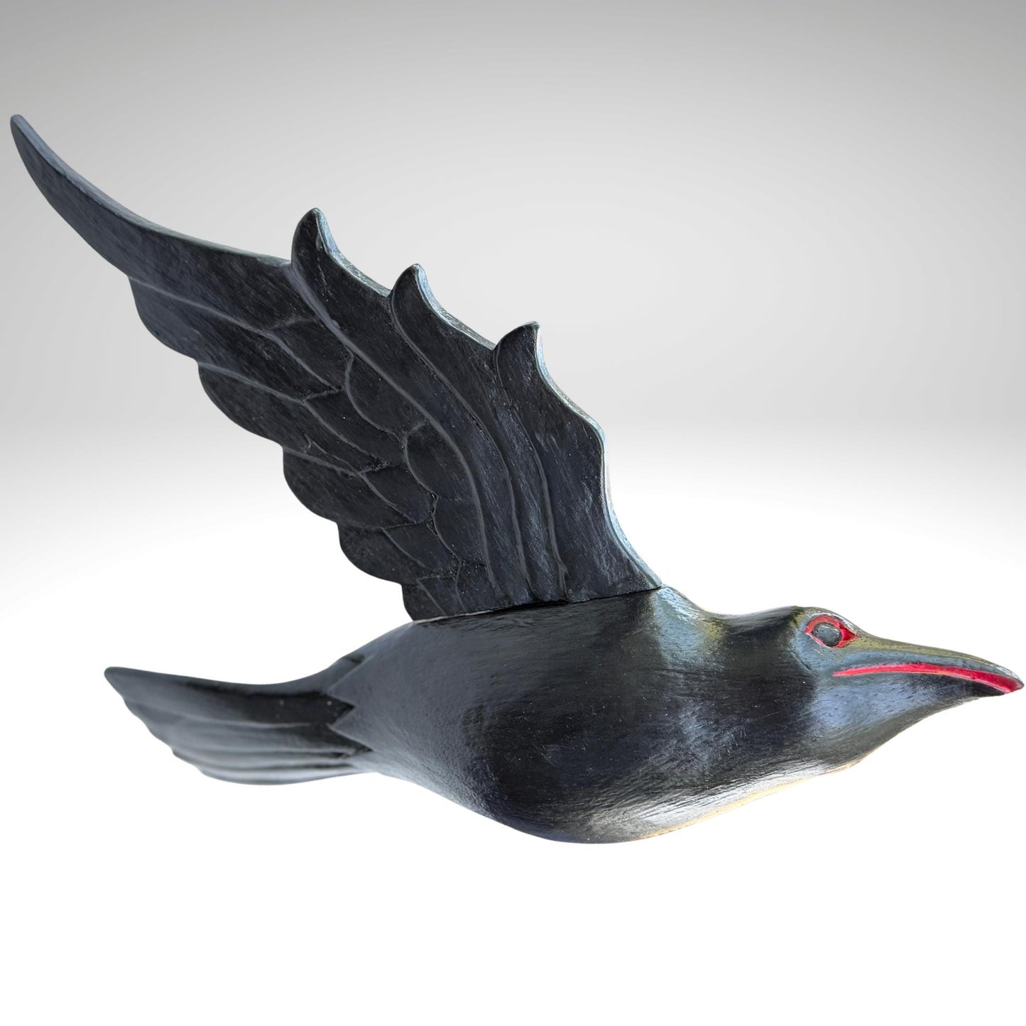 Hand Carved Wood Crow Mobile: Gothic Raven, Bali Art Spiritchaser Sculpture
