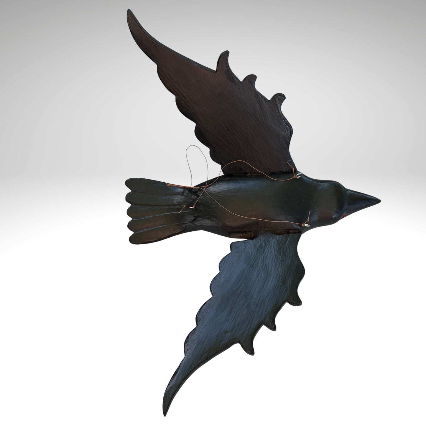 Hand Carved Wood Crow Mobile: Gothic Raven, Bali Art Spiritchaser Sculpture