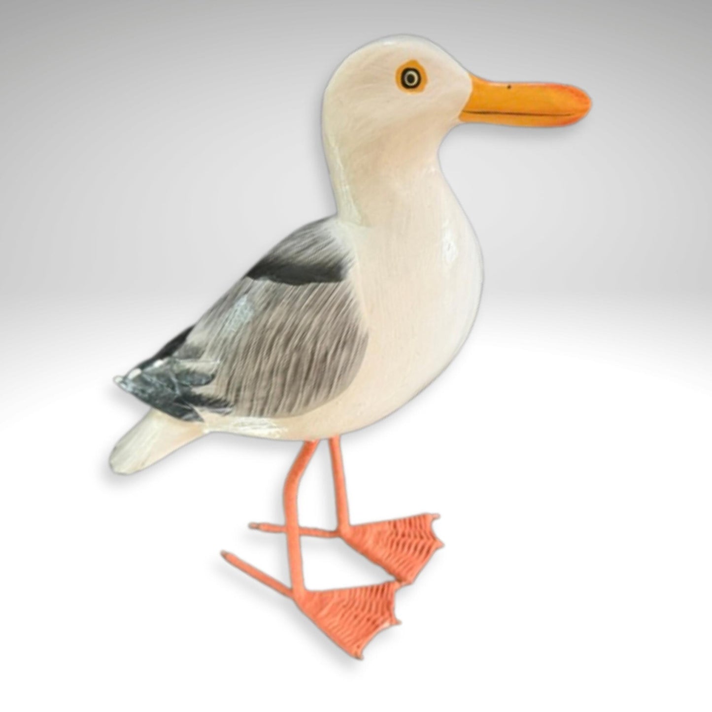 Seagull Herring Gull Hand Carved Wood Wildlife Sculpture, Bird Statue, Coastal Decor