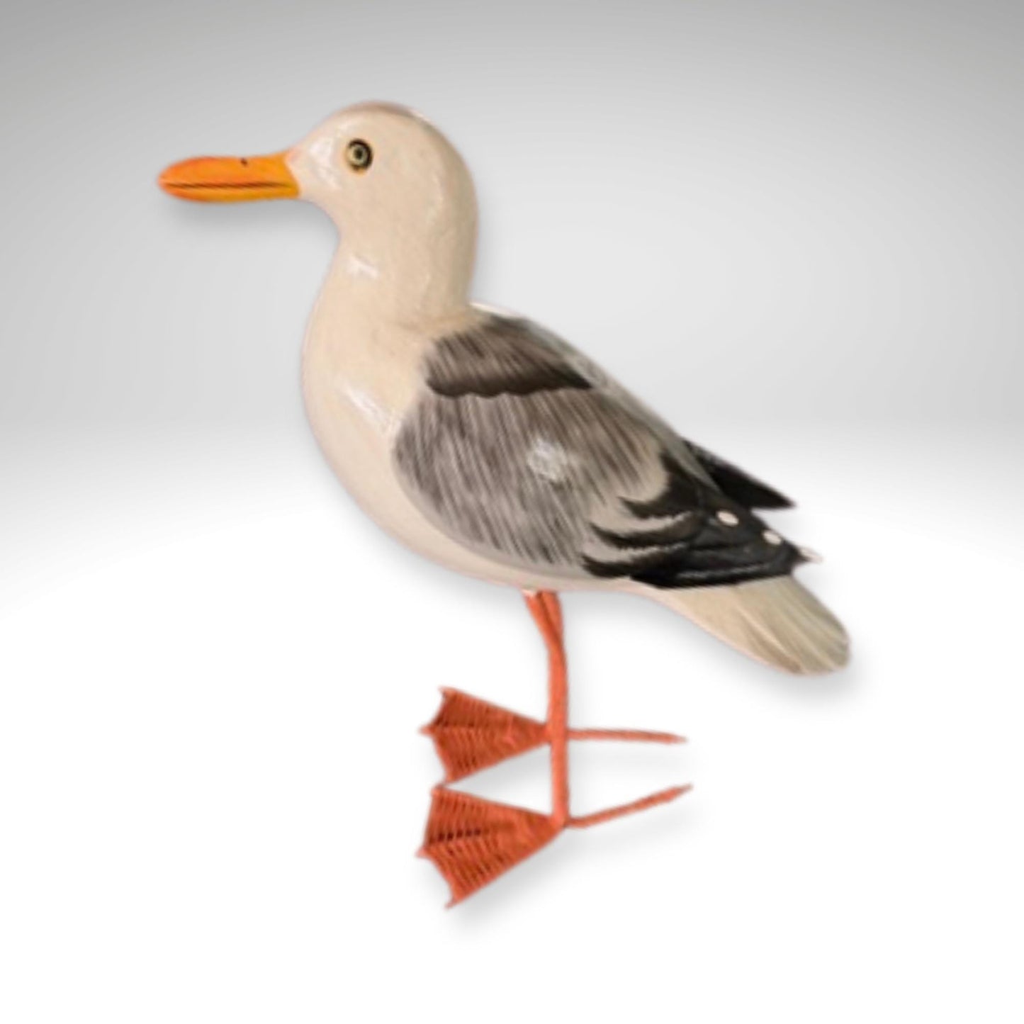 Seagull Herring Gull Hand Carved Wood Wildlife Sculpture, Bird Statue, Coastal Decor