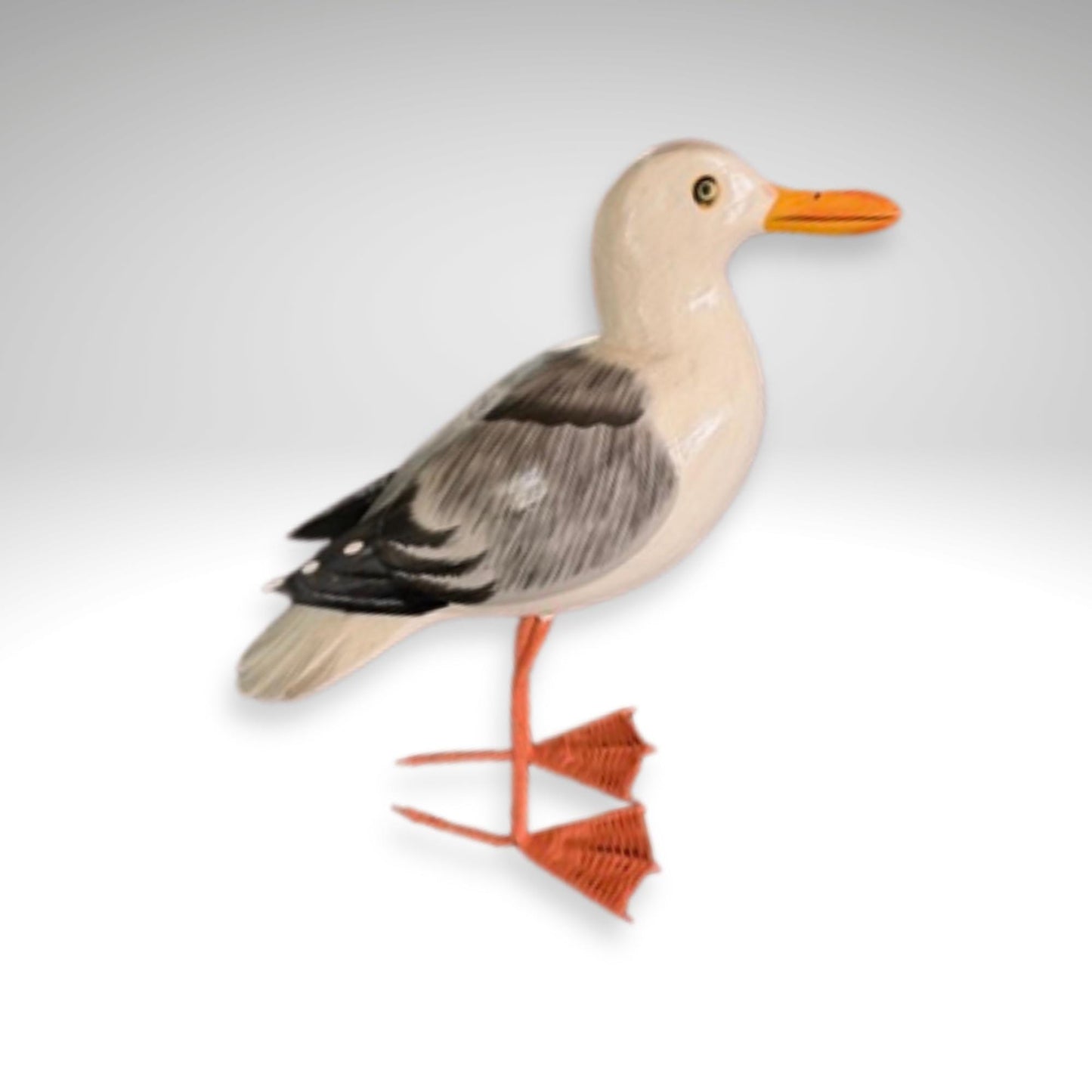 Seagull Herring Gull Hand Carved Wood Wildlife Sculpture, Bird Statue, Coastal Decor