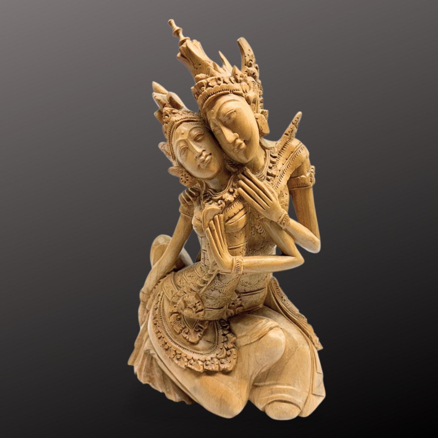 Balinese Rama Sita Love Sculpture Ramayana Myth Bali Art Carved Wood Statue