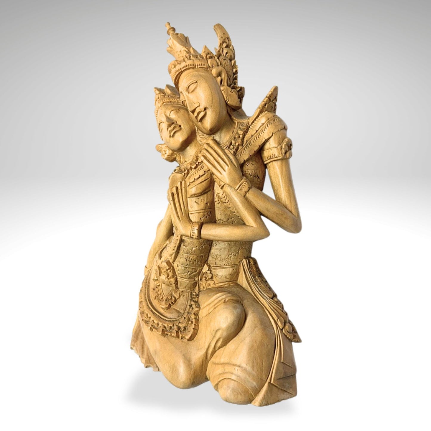 Balinese Rama Sita Love Sculpture Ramayana Myth Bali Art Carved Wood Statue