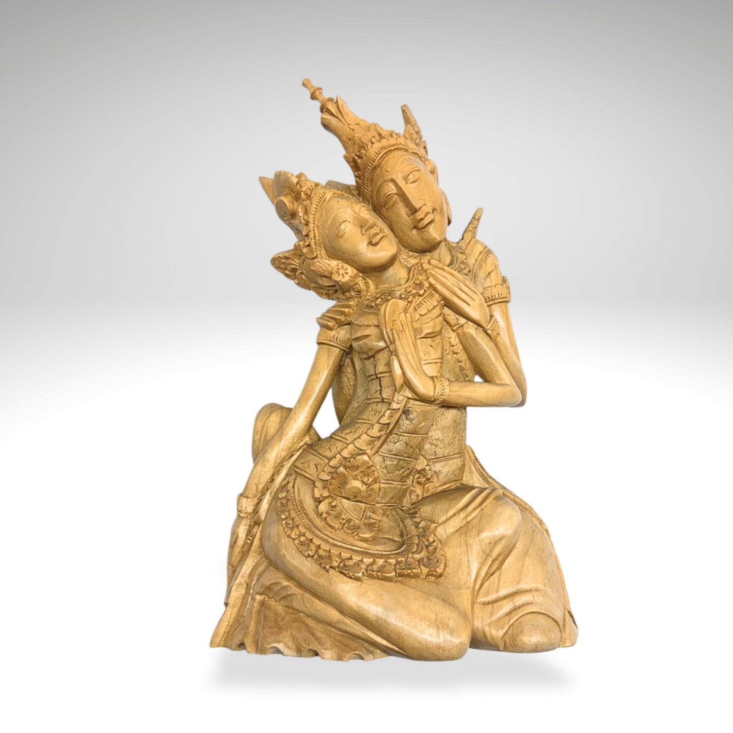Balinese Rama Sita Love Sculpture Ramayana Myth Bali Art Carved Wood Statue