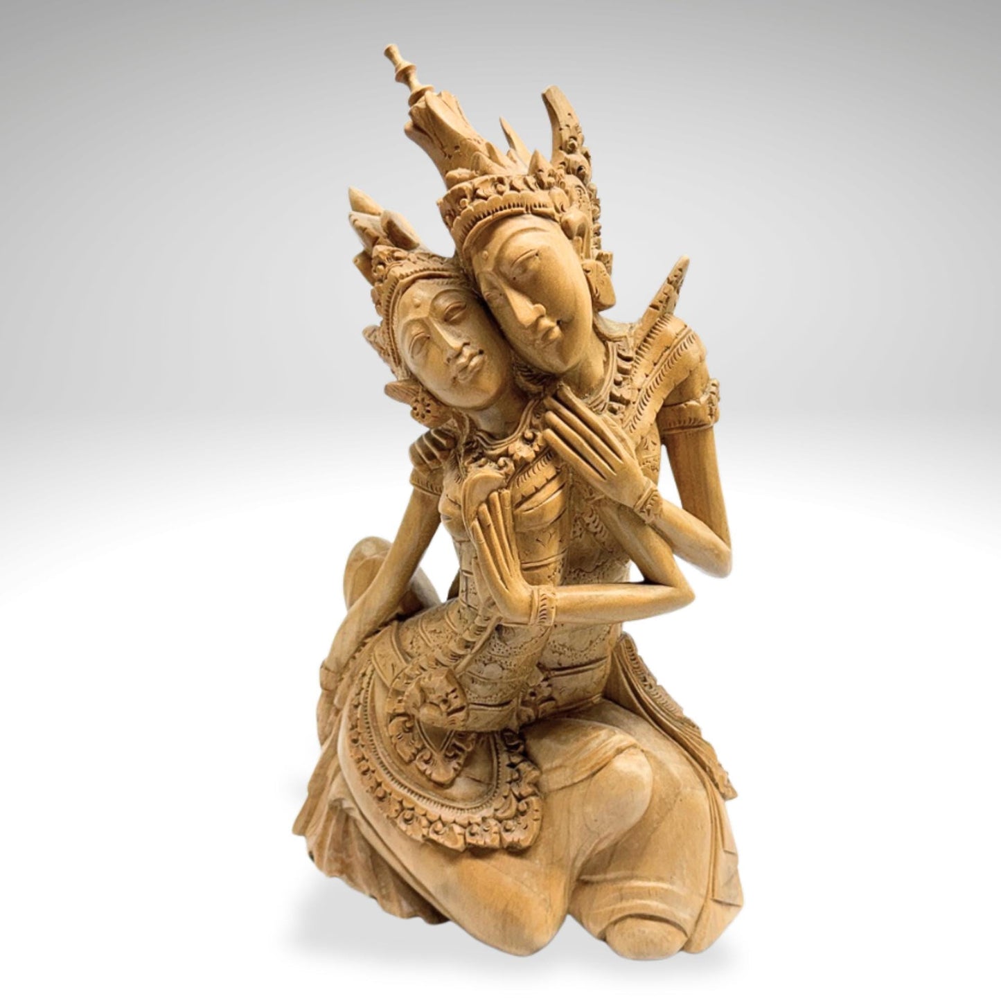 Balinese Rama Sita Love Sculpture Ramayana Myth Bali Art Carved Wood Statue
