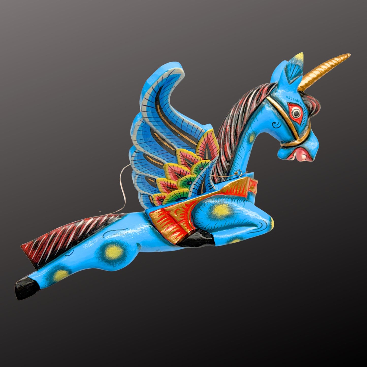 Hand Carved Balinese Horse Pegasus Spirit Chaser Mobile: Winged Unicorn Pegahorn Folk Art