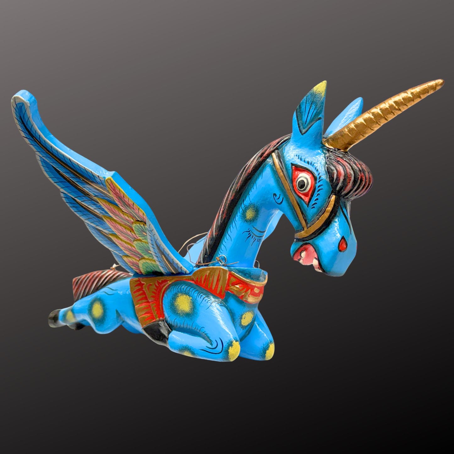 Hand Carved Balinese Horse Pegasus Spirit Chaser Mobile: Winged Unicorn Pegahorn Folk Art