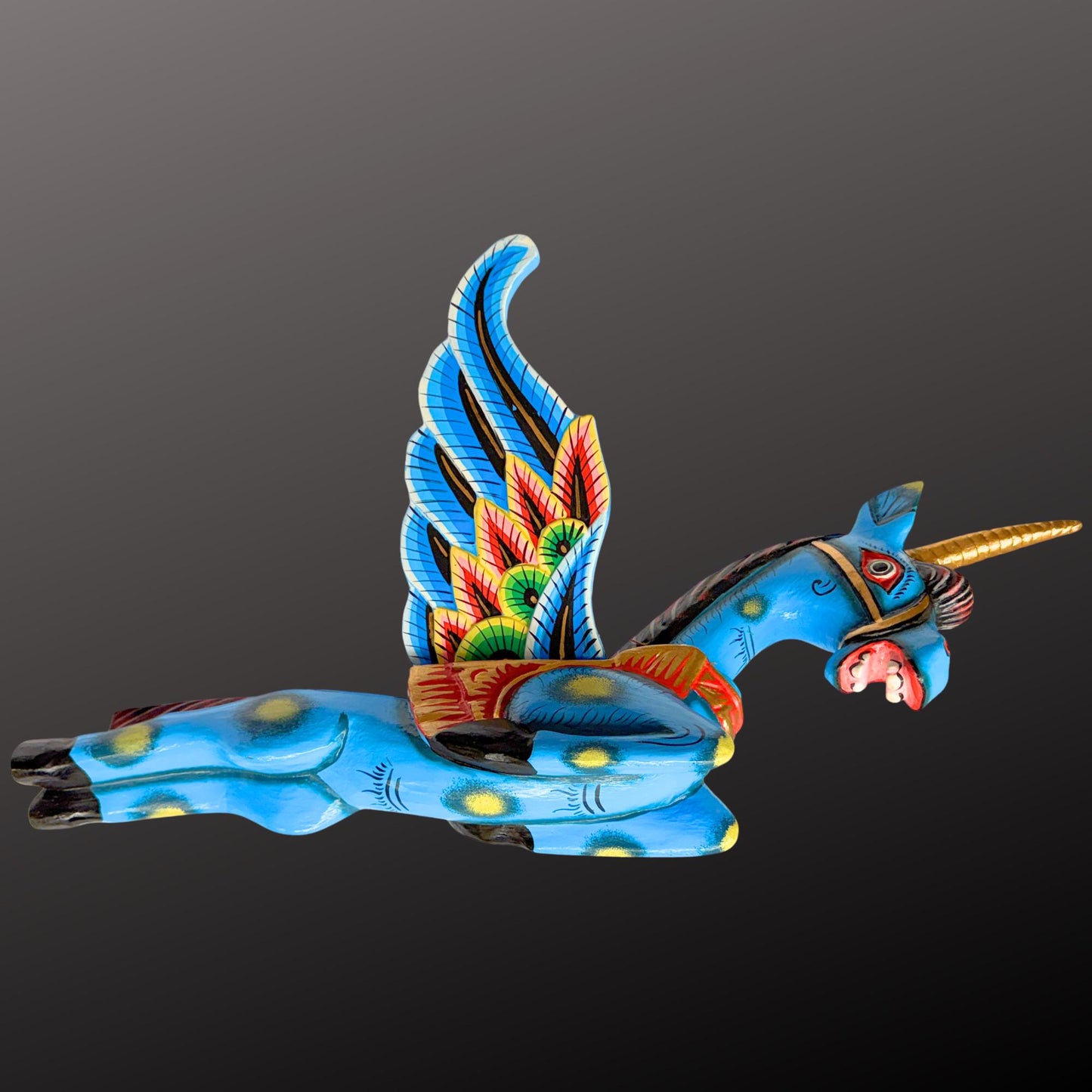 Hand Carved Balinese Horse Pegasus Spirit Chaser Mobile: Winged Unicorn Pegahorn Folk Art